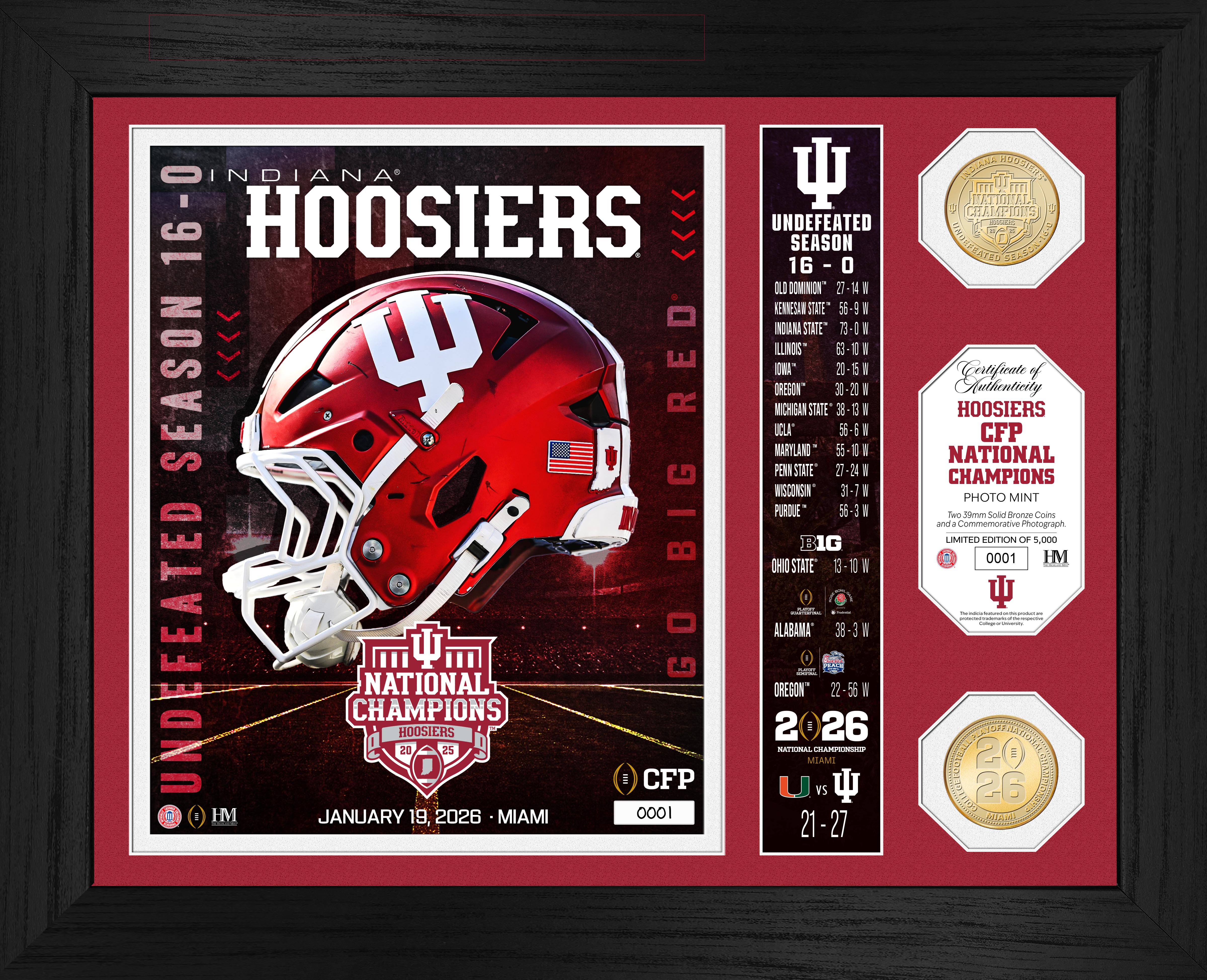 Indiana University 2025-26 CFP National Champions Team Force Bronze 2-Coin Photo Mint