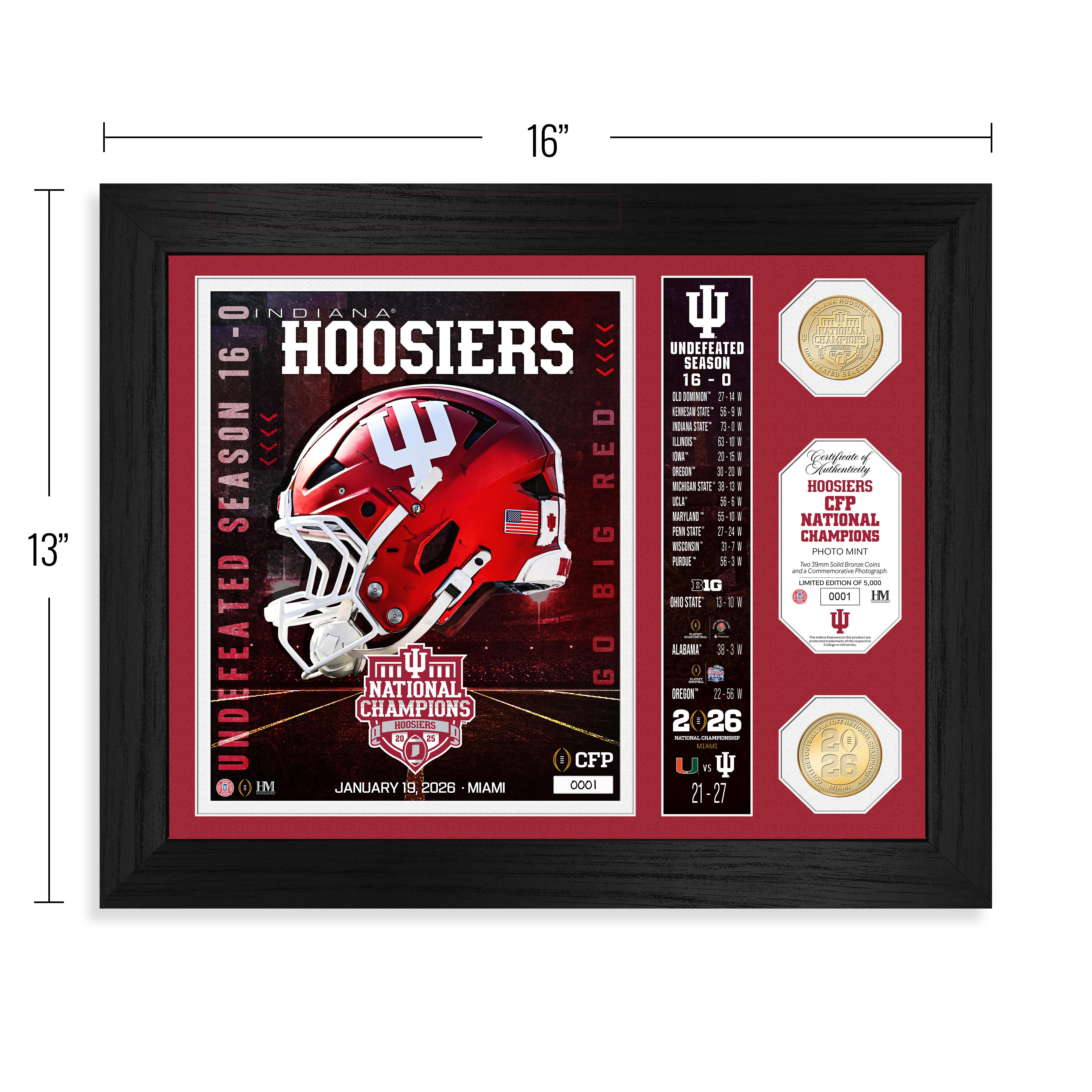Indiana University 2025-26 CFP National Champions Team Force Bronze 2-Coin Photo Mint