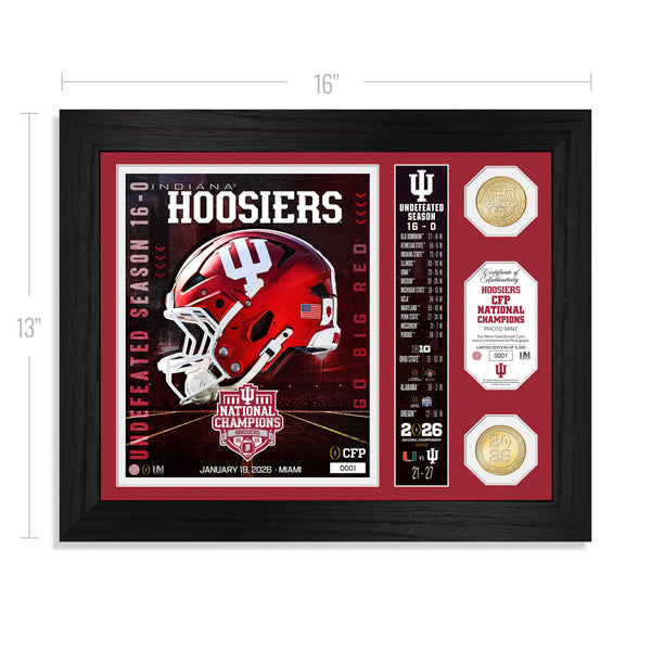 Indiana University 2025-26 CFP National Champions Team Force Bronze 2-Coin Photo Mint - Sports Fan Accessories Framed