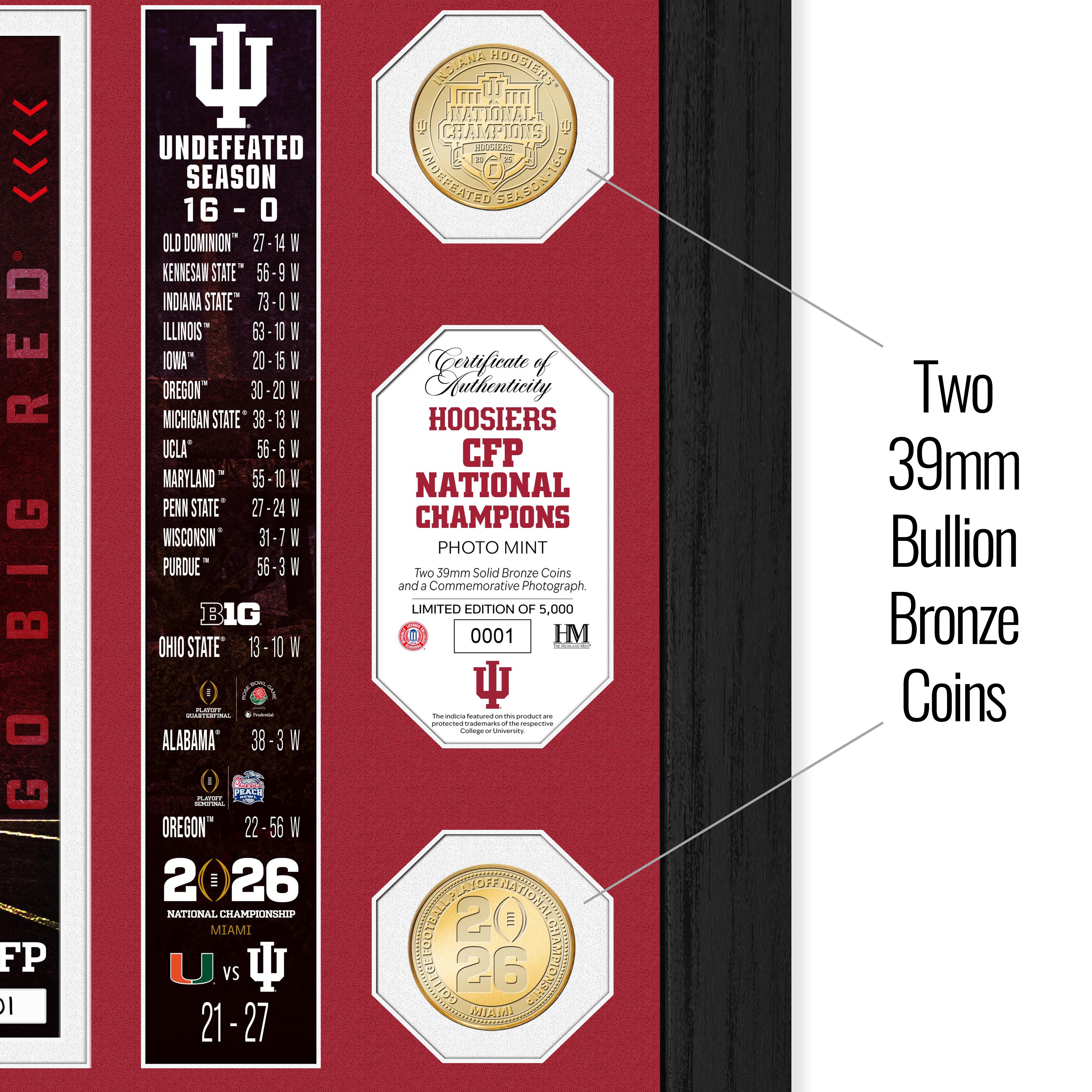 Indiana University 2025-26 CFP National Champions Team Force Bronze 2-Coin Photo Mint