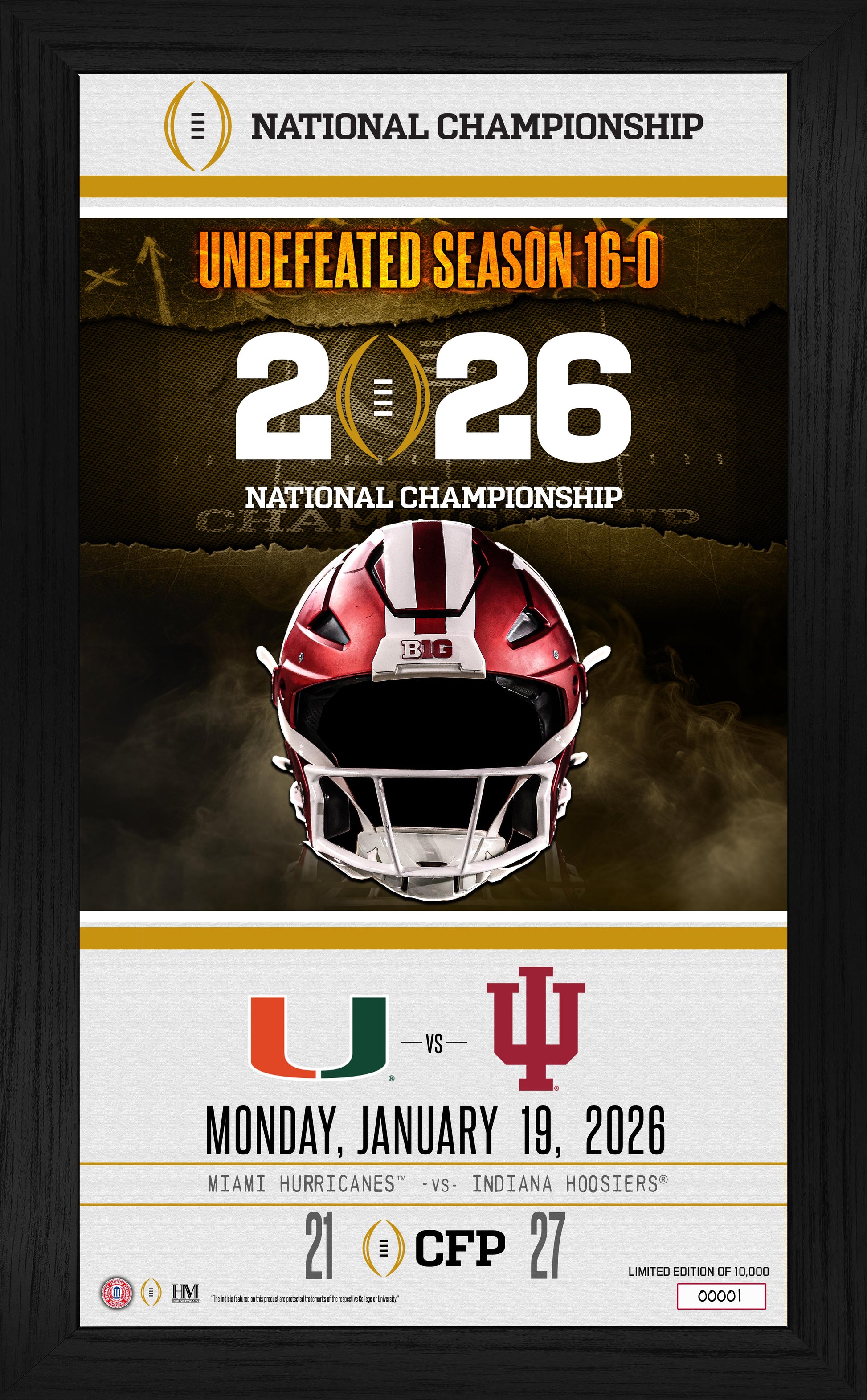 Indiana University 2025-26 CFP National Champions Game Day Frame