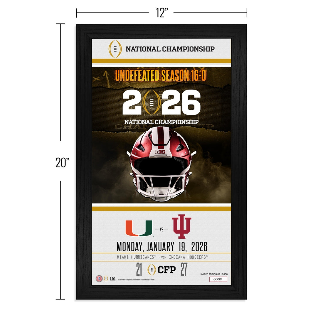 Indiana University 2025-26 CFP National Champions Game Day Frame