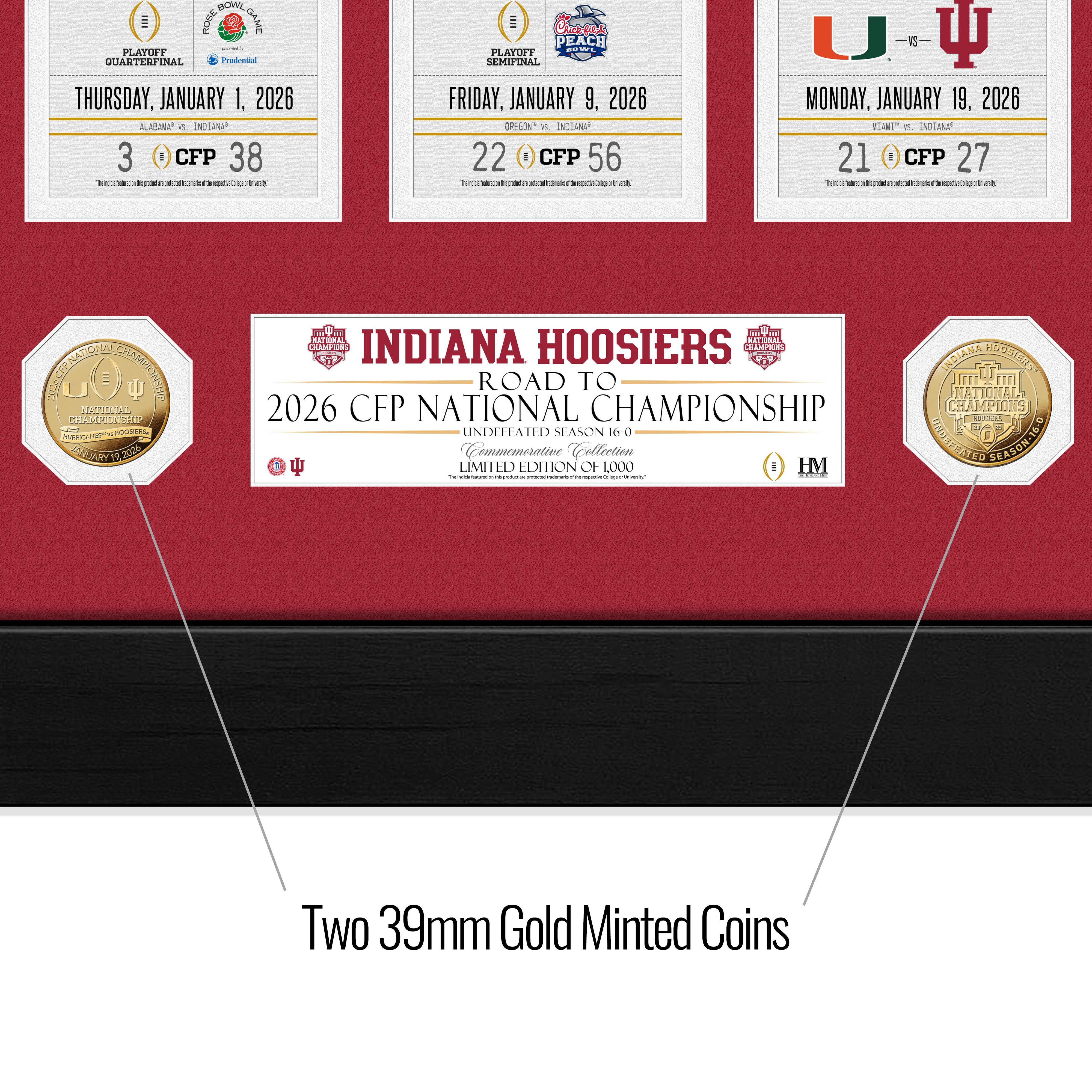 Indiana University 2025-26 CFP National Champions Deluxe Road to the Championship Gold Coin Photo Mint