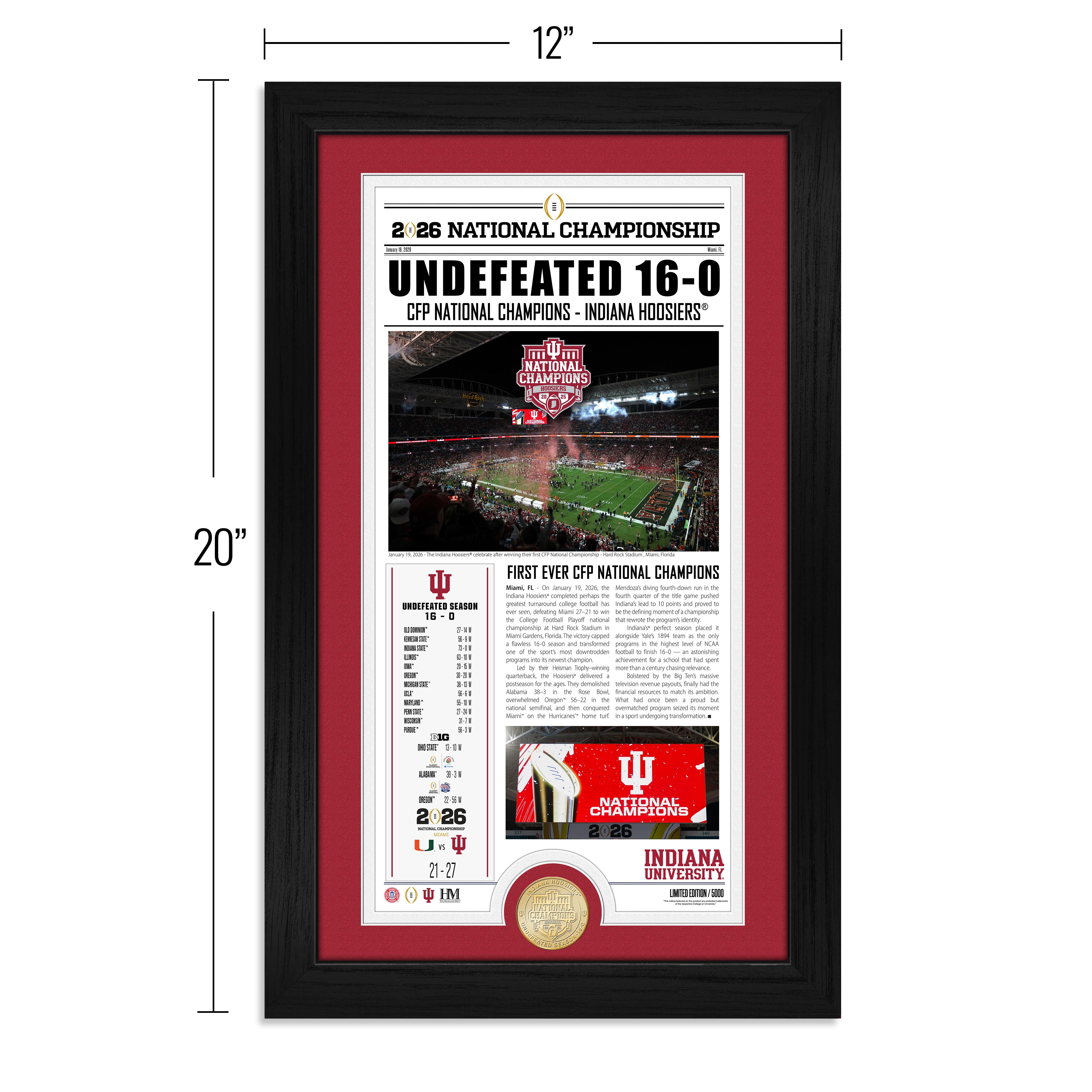 Indiana Hoosiers 2025-26 CFP Champions Front Page News Cover Bronze Coin Photo Mint