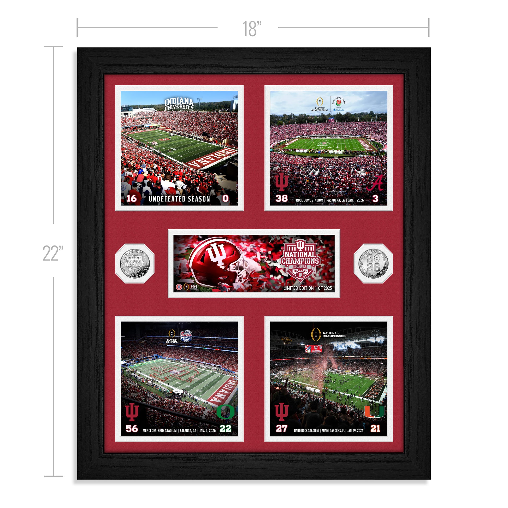 Indiana University 2025-26 CFP National Champions Memorable Moments - Sports Fan Accessories Framed Made in USA 2026