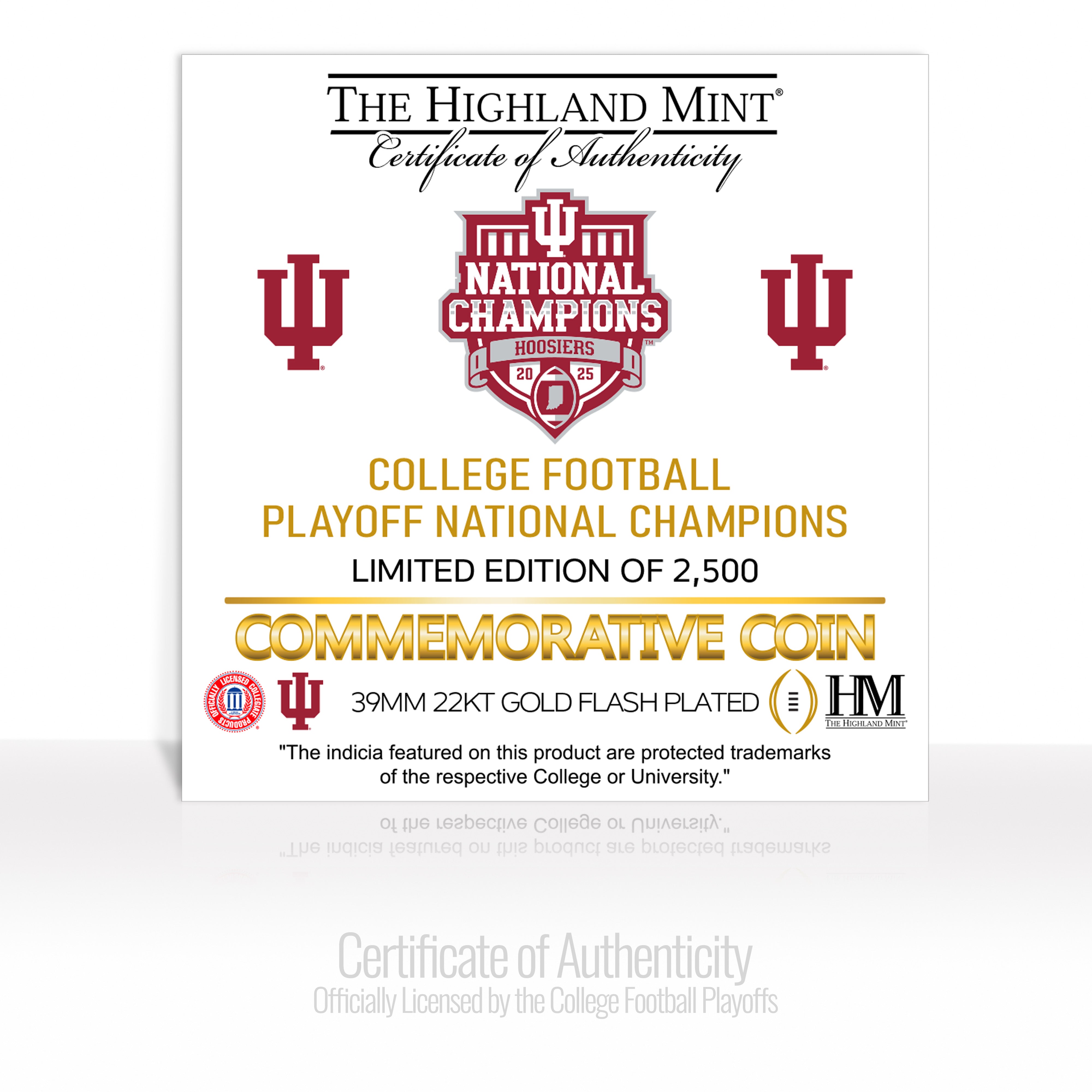 Indiana University 2025-26 CFP National Champions Gold Plated Coin - Commemorative Coins Coins Made in USA 2026