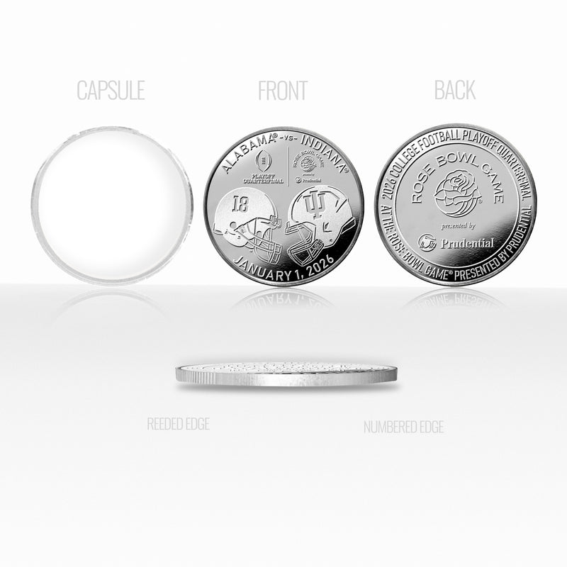 University of Alabama vs. University of Indiana 2025-26 Rose Bowl Silver Plated Coin - Commemorative Coins Coins Made