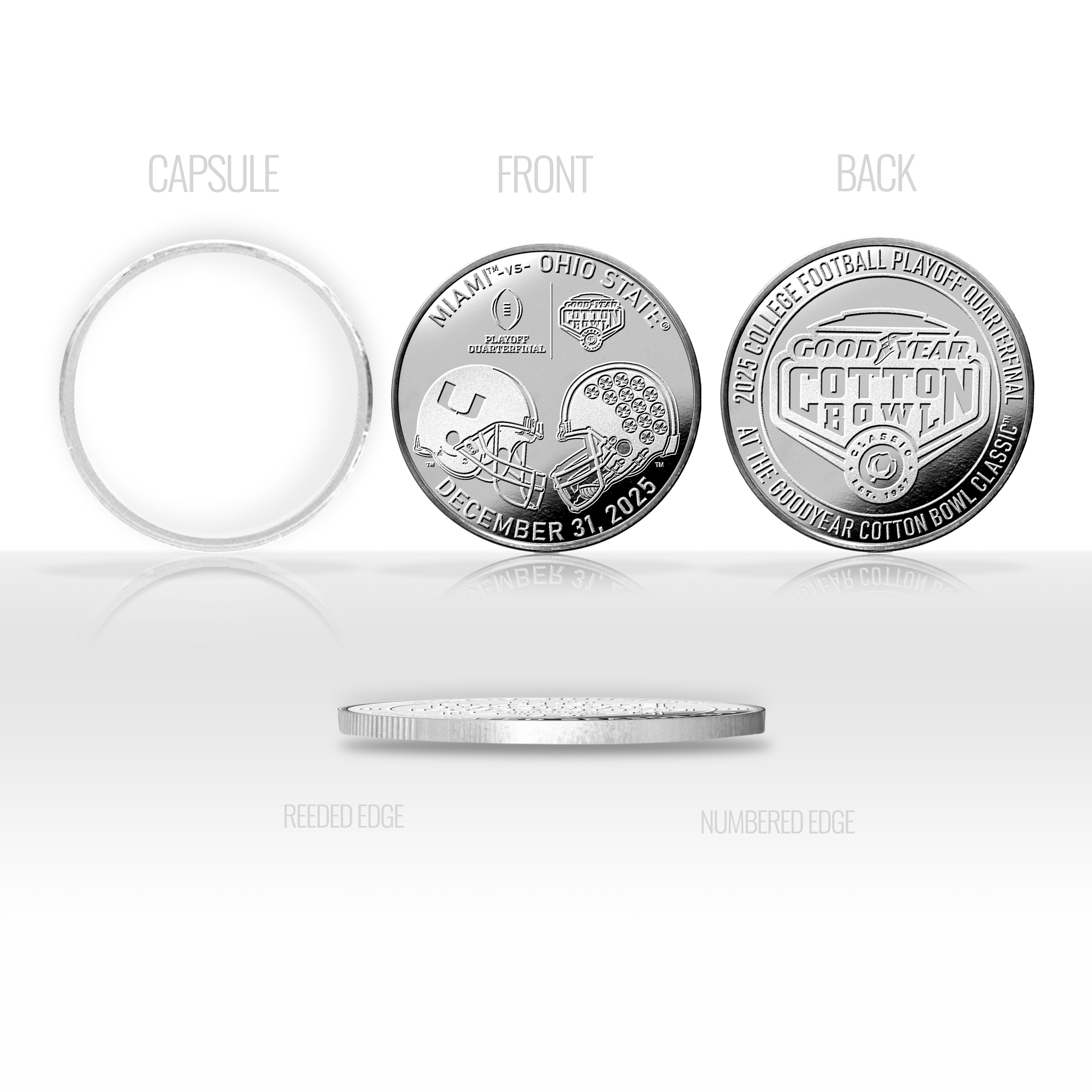 University of Miami vs. Ohio State 2025-26 Cotton Bowl Silver Plated Coin - Commemorative Coins Coins Made in USA 2026