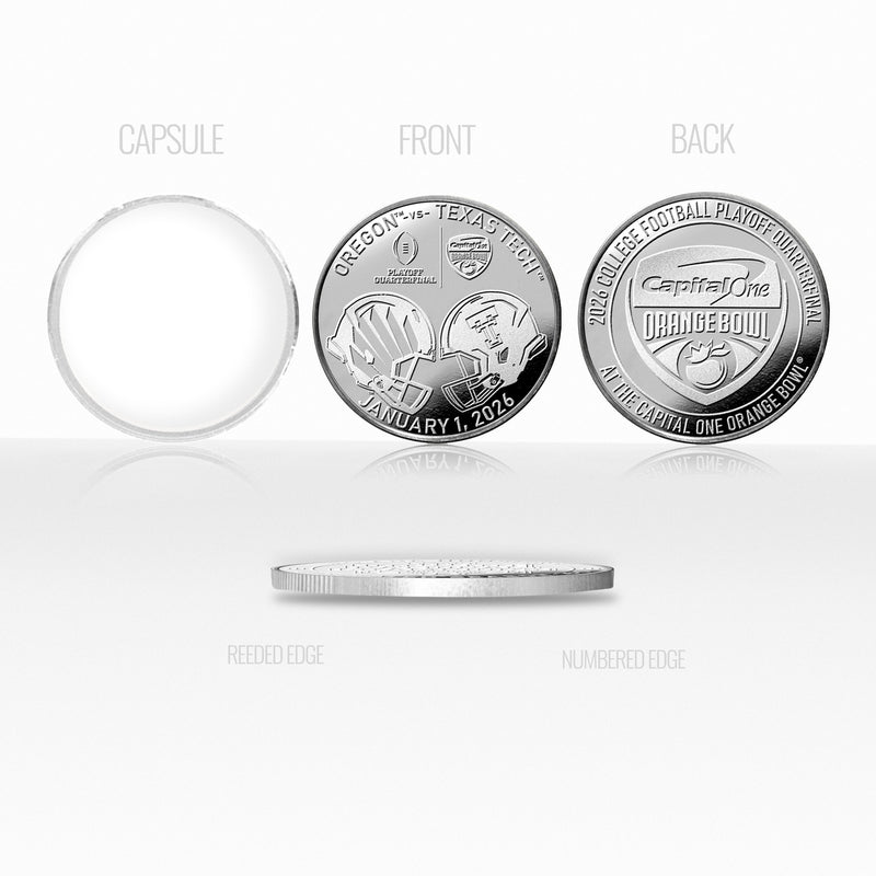 Oregon vs Texas Tech 2025-26 Orange Bowl Silver Plated Coin - Commemorative Coins Coins Made in USA 2026