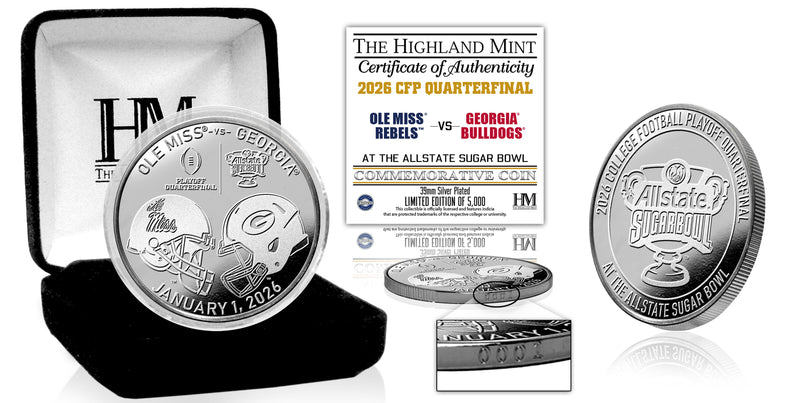 Ole Miss vs. University of Georgia 2025-26 Sugar Bowl Silver Plated Coin