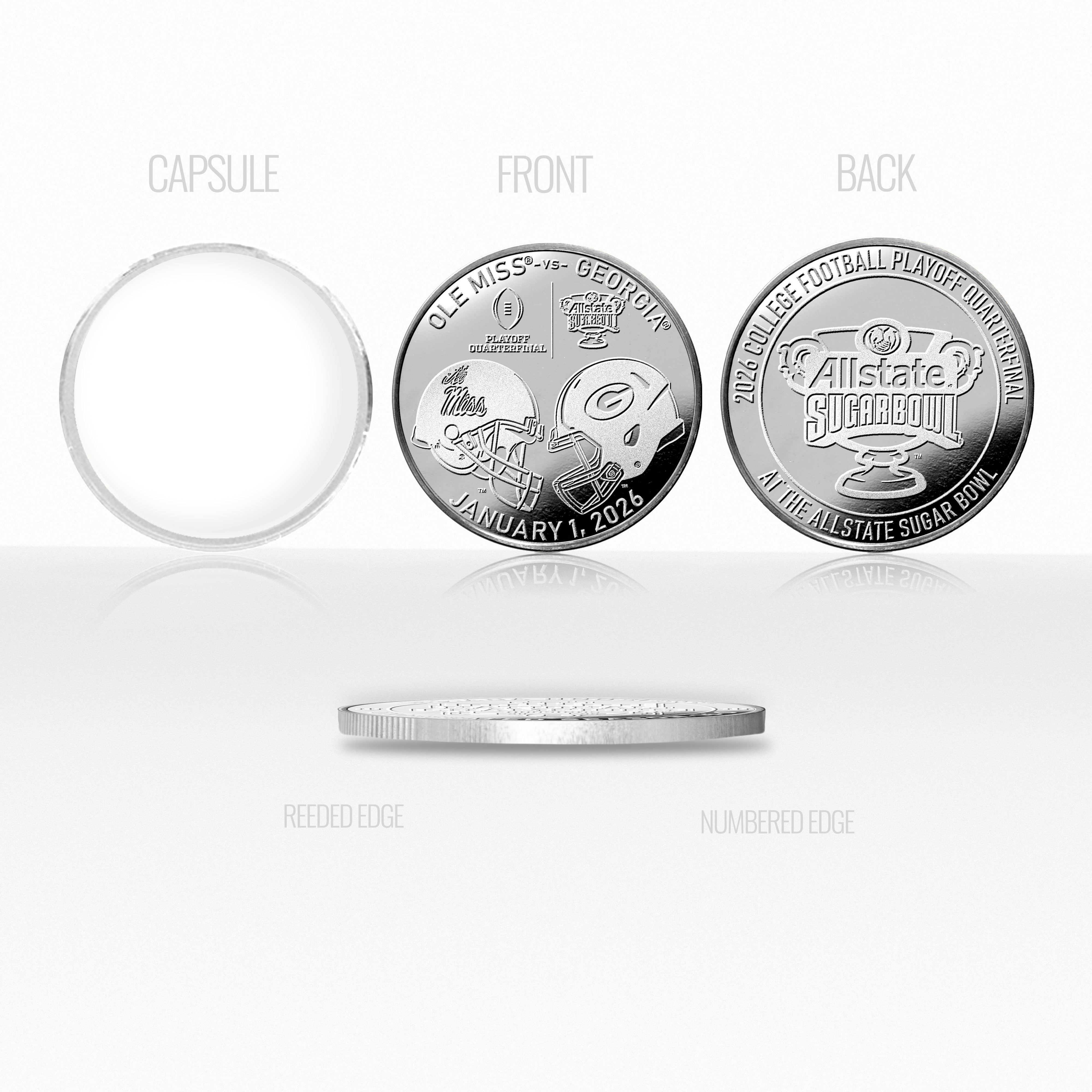 Ole Miss vs. University of Georgia 2025-26 Sugar Bowl Silver Plated Coin - Commemorative Coins Coins Made in USA 2026