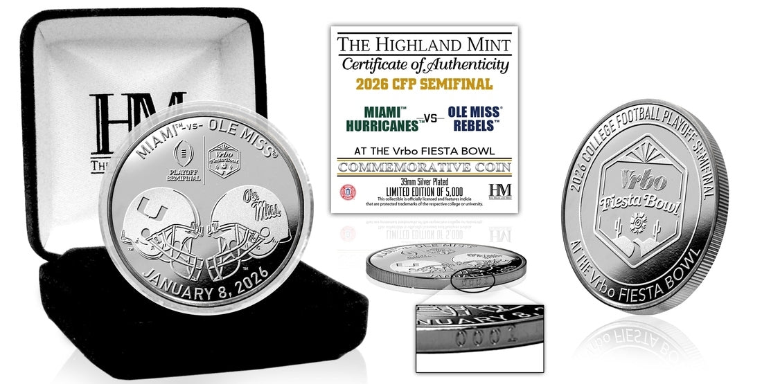 Ole Miss vs. University of Miami 2025-26 CFP Fiesta Bowl Silver Plated Game Coin