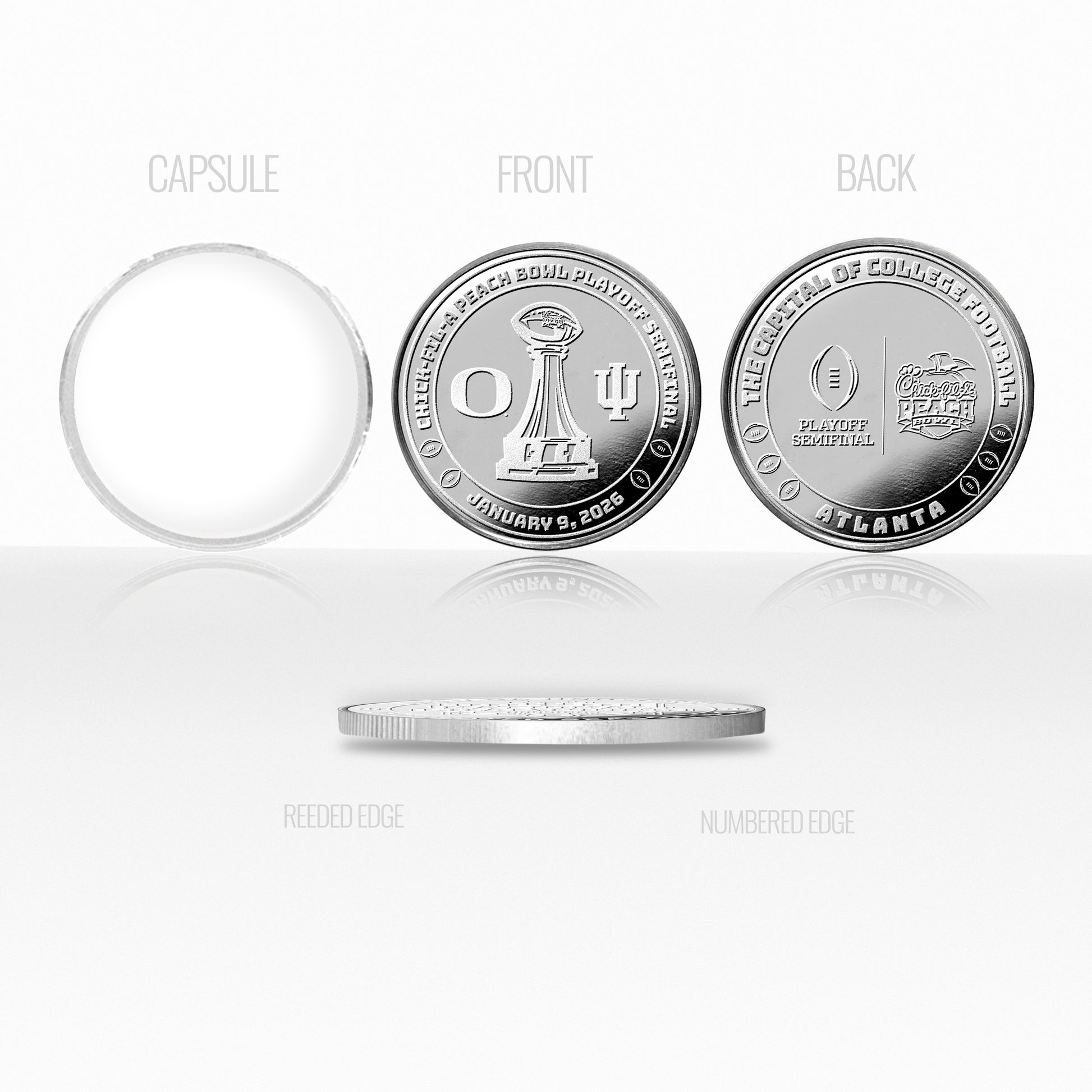 University of Oregon vs. Indiana University 2025-26 CFP Peach Bowl Silver Plated Game Coin - Commemorative Coins Coins