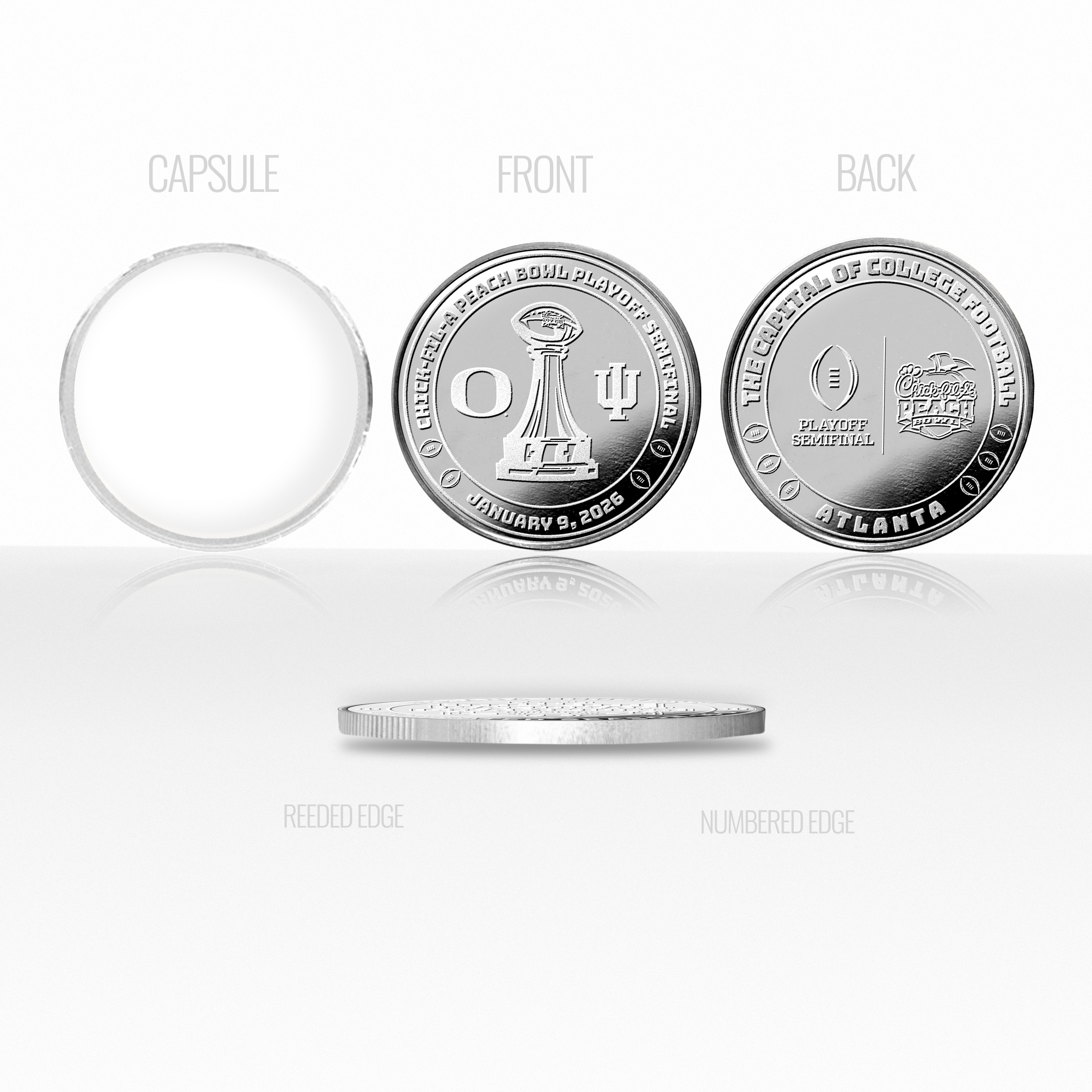 University of Oregon vs. Indiana University 2025-26 CFP Peach Bowl Silver Plated Game Coin - Commemorative Coins Coins