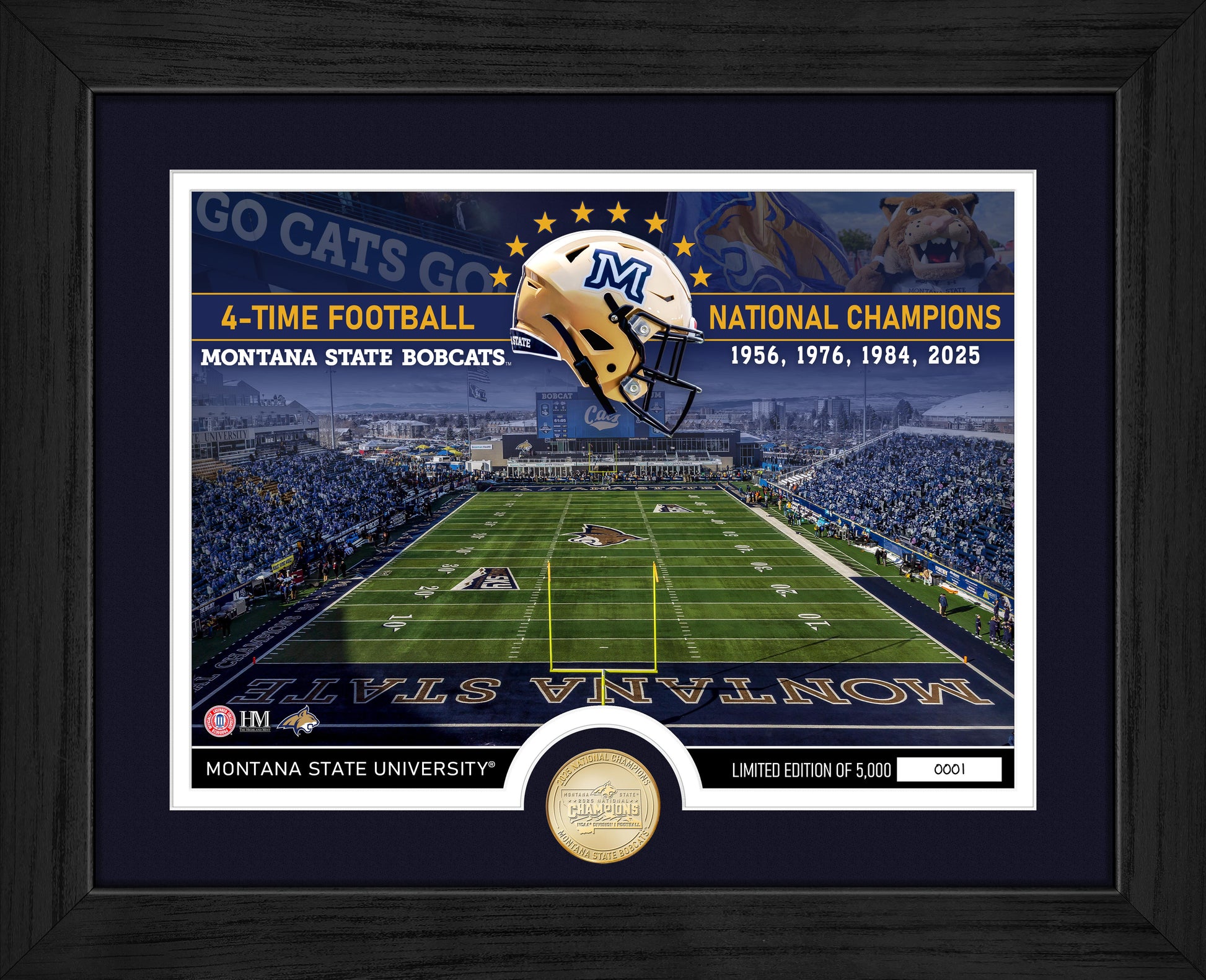 Montana State Bobcats 4x FCS National Champions Stadium Bronze Coin Photo Mint