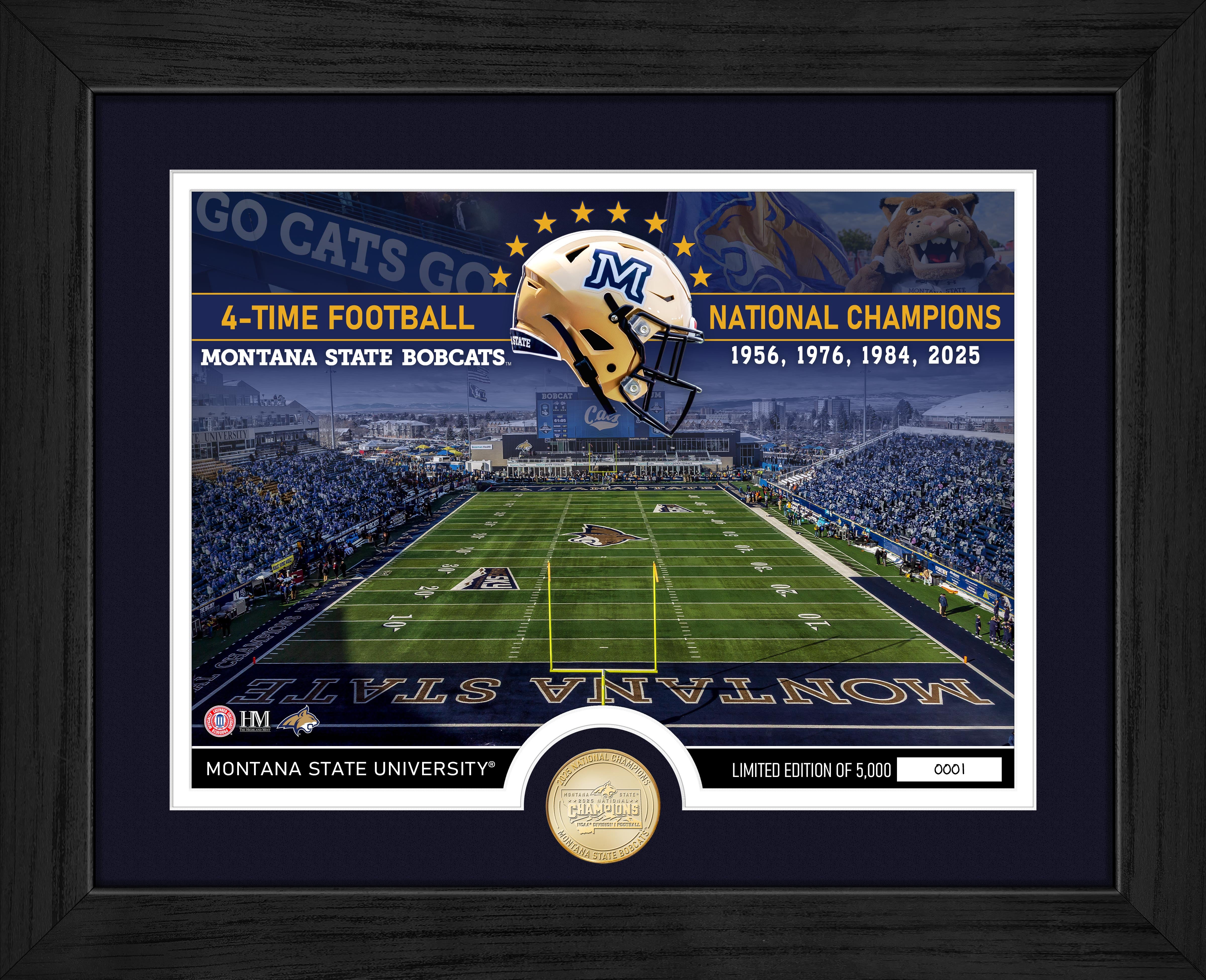 Montana State Bobcats 4x FCS National Champions Stadium Bronze Coin Photo Mint