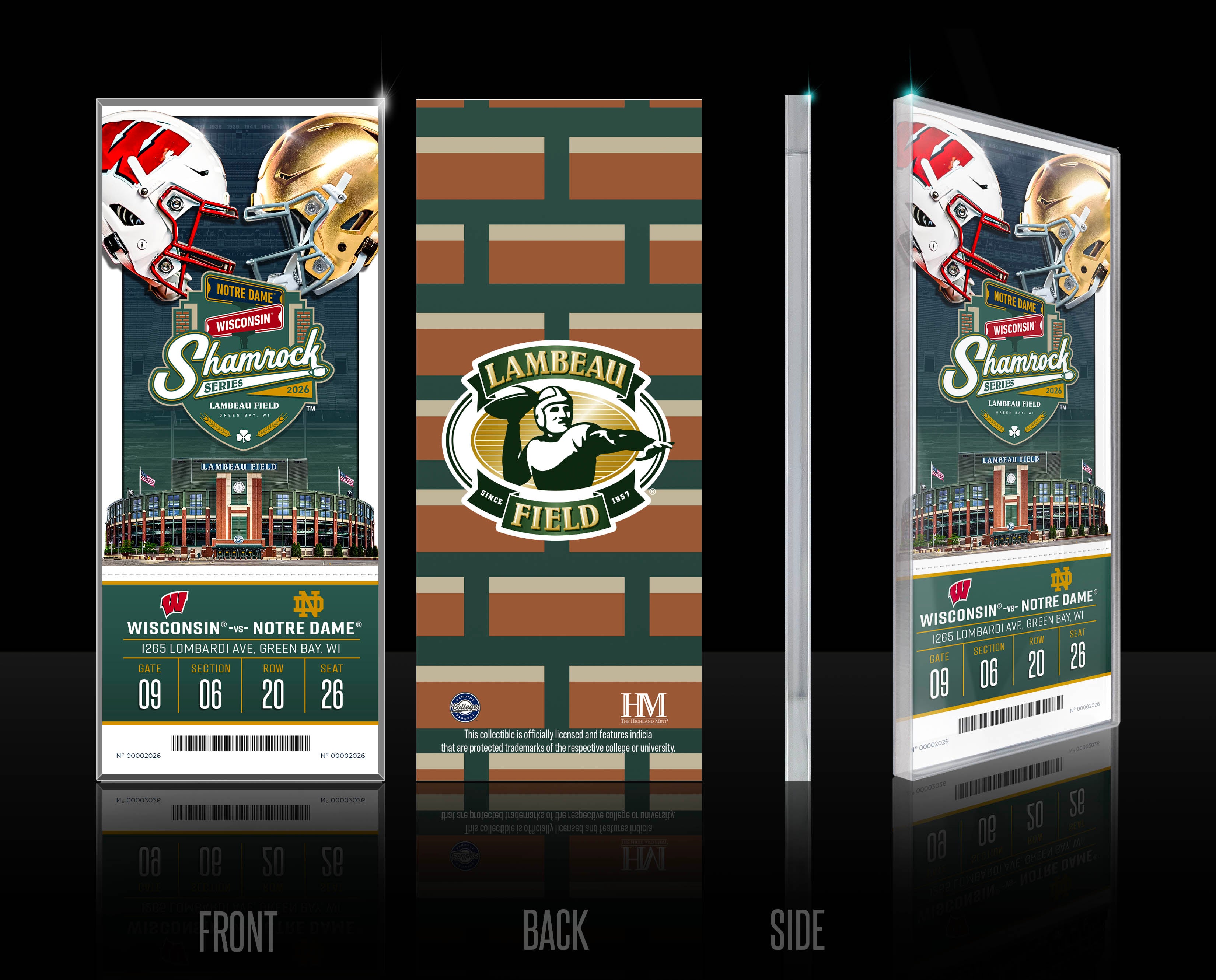 Notre Dame Fighting Irish 2026 Shamrock Series Acrylic Commemorative Ticket