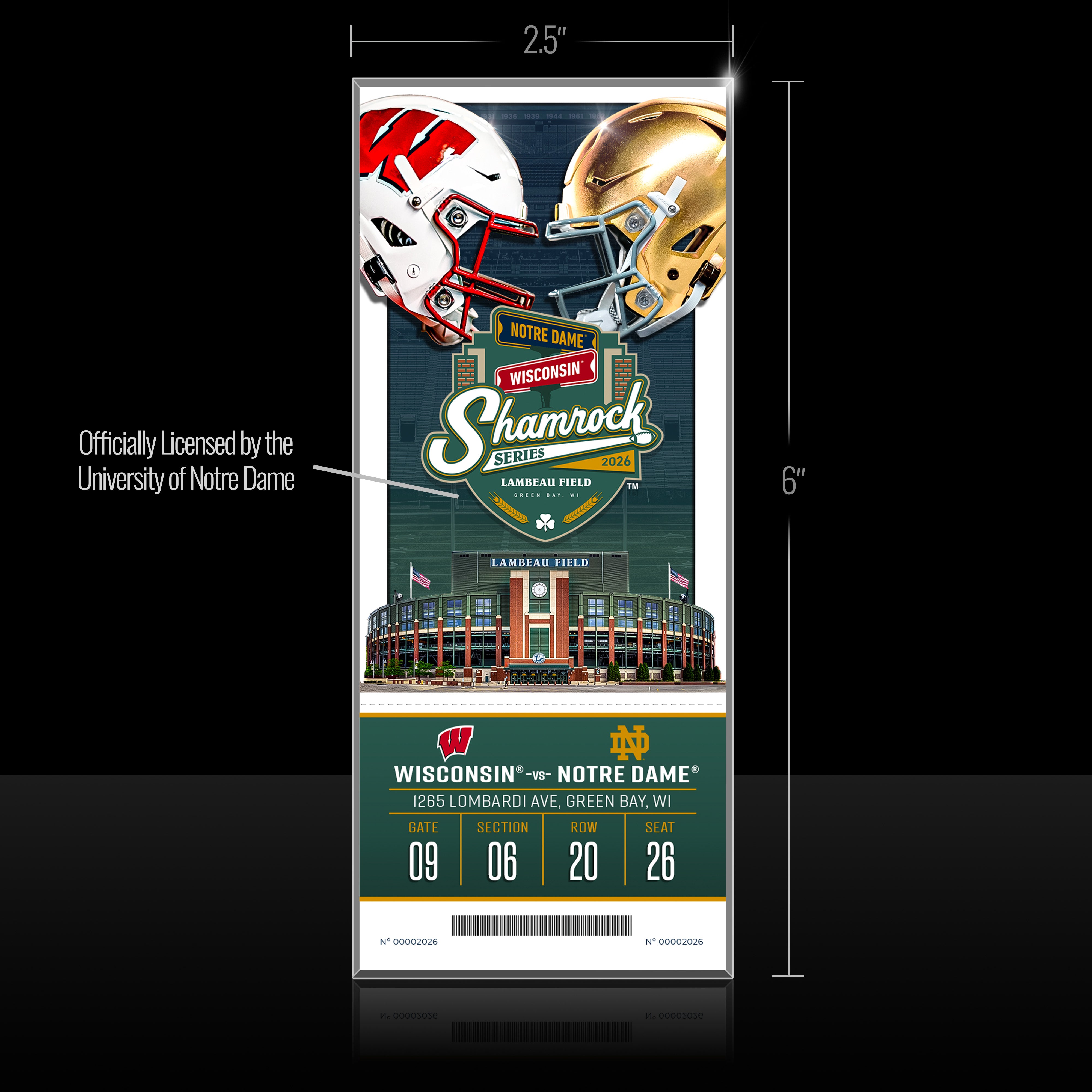 Notre Dame Fighting Irish 2026 Shamrock Series Acrylic Commemorative Ticket