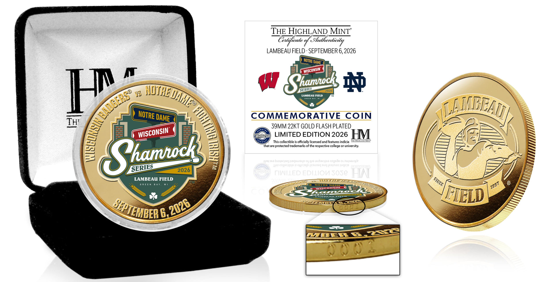 Notre Dame Fighting Irish 2026 Shamrock Series Commemorative Gold Color Coin