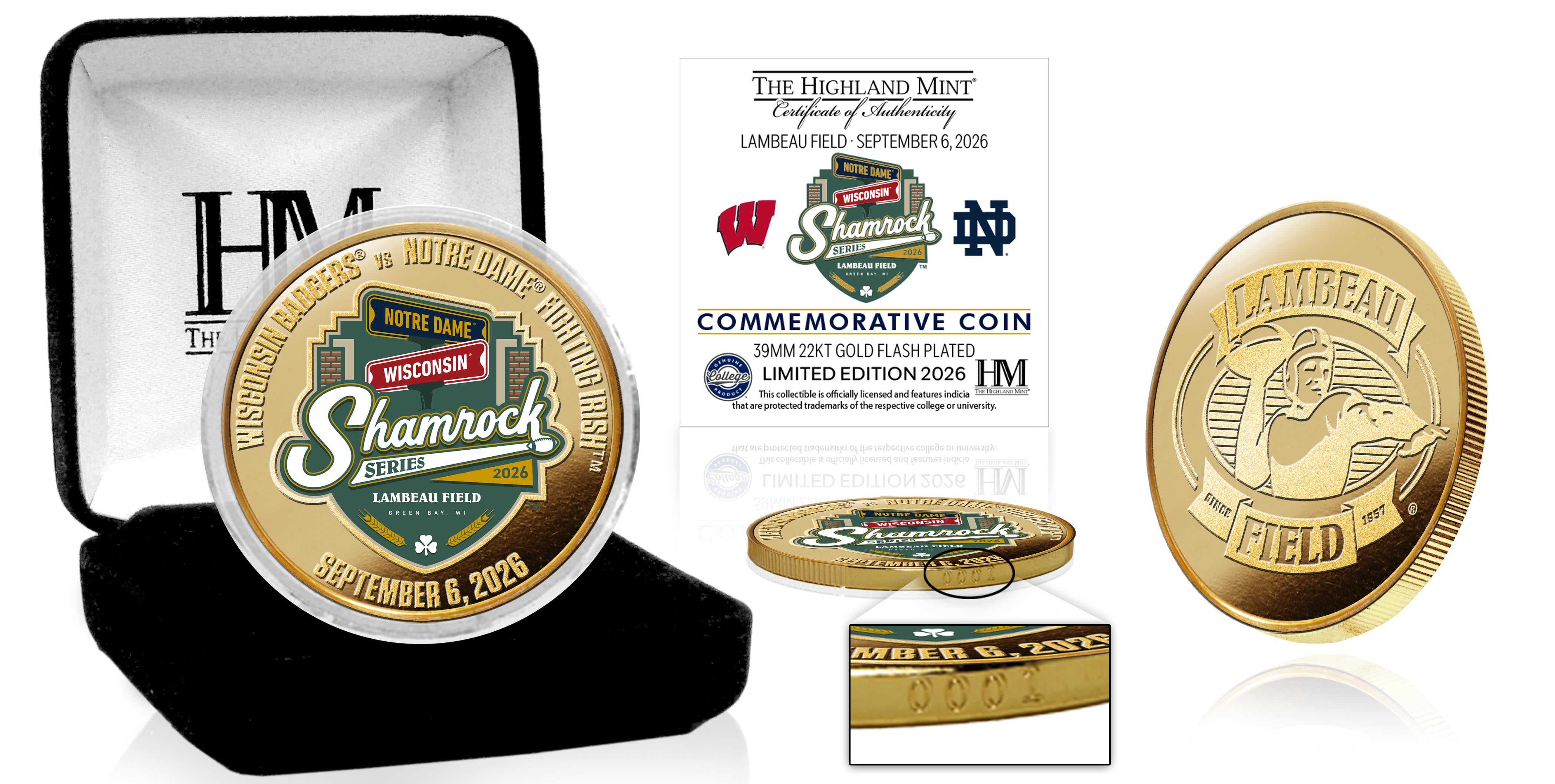 Notre Dame Fighting Irish 2026 Shamrock Series Commemorative Gold Color Coin