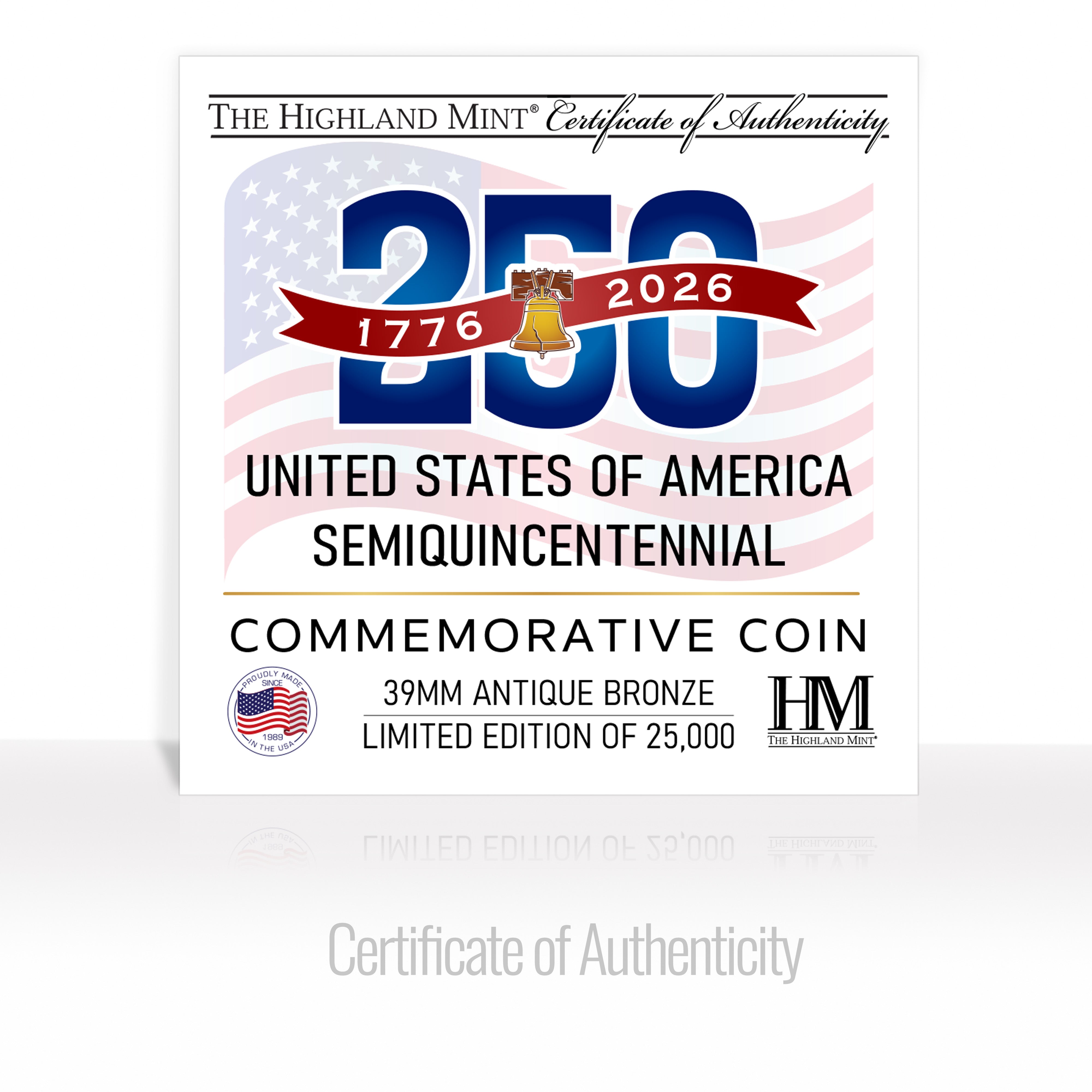 USA 250th Semiquincentennial Anniversary Antique Bronze Coin