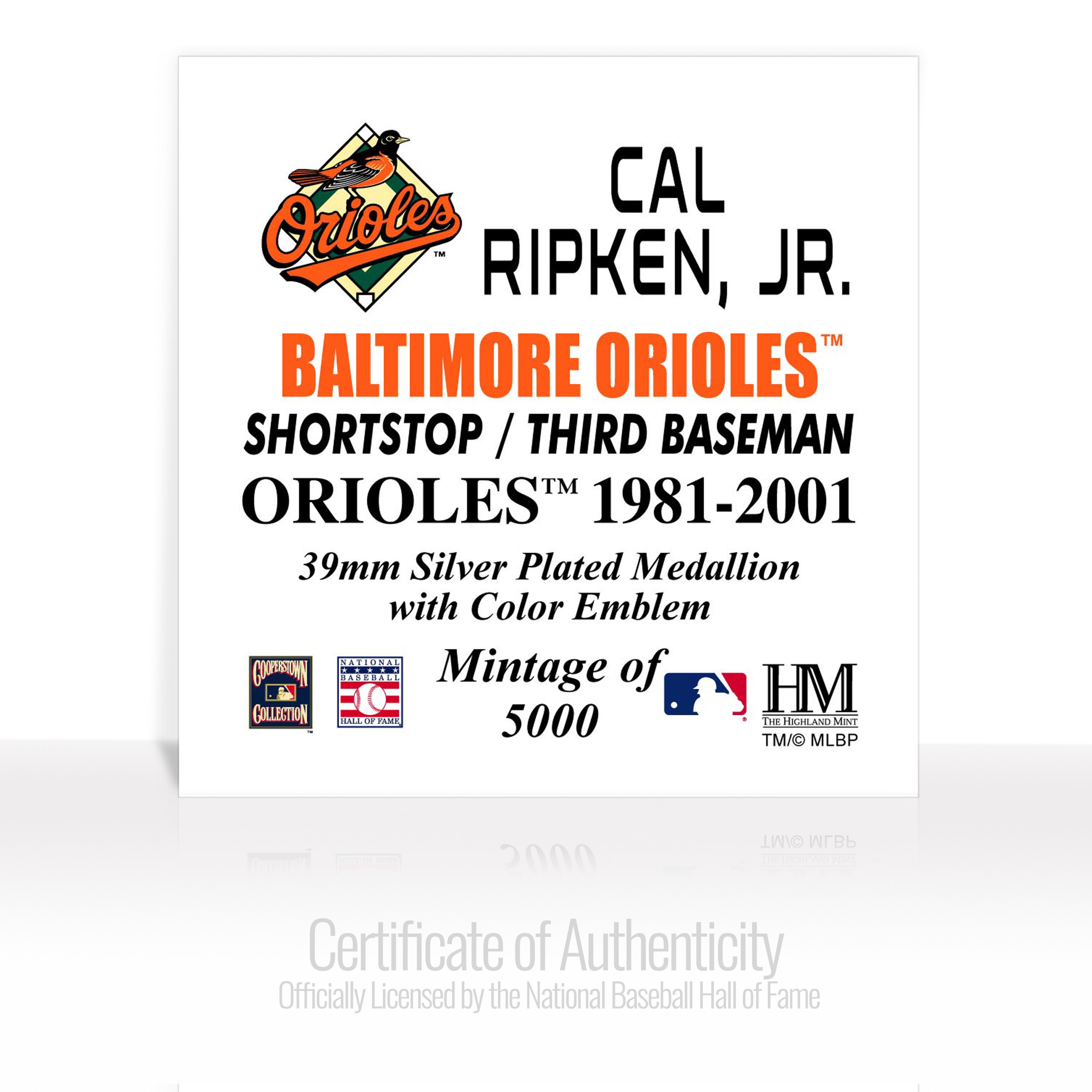 Cal Ripken Jr. Baseball Hall of Fame Silver Color Coin