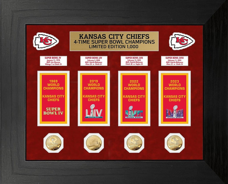 Kansas City Chiefs Deluxe Banner Collection GOLD Coin Photo Mint - Framed
