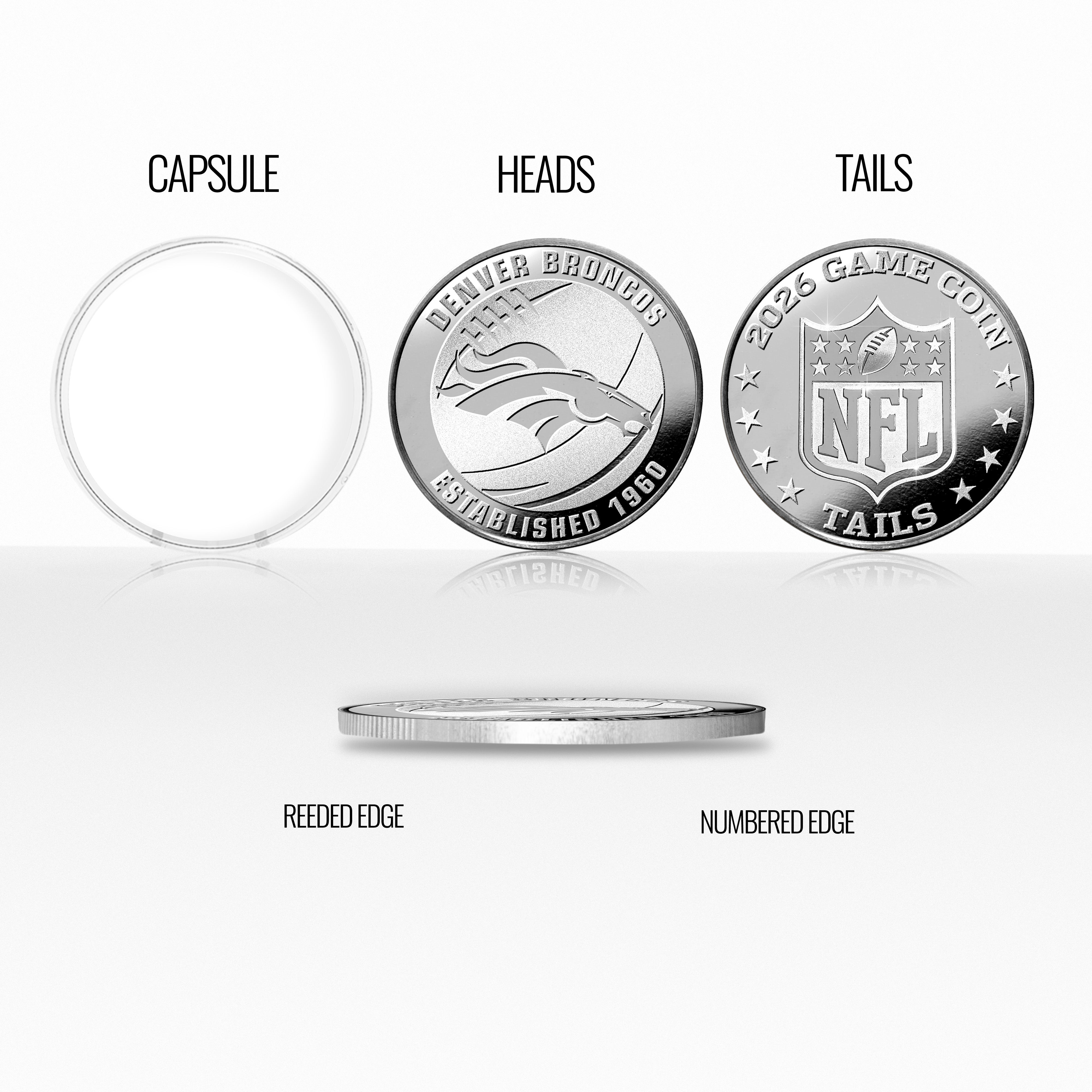Denver Broncos 2026 Silver Plated Game Flip Coin