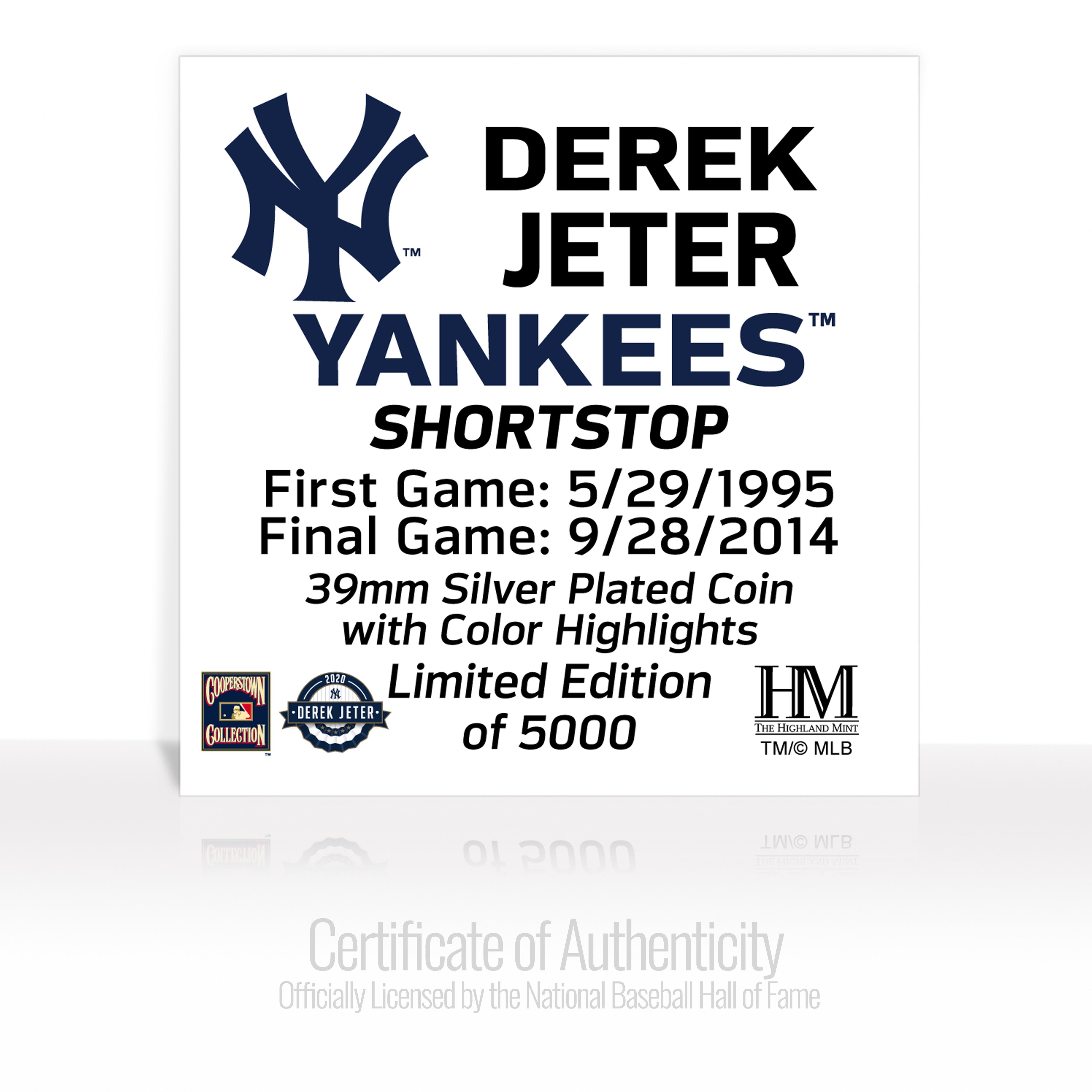 Derek Jeter 2020 HOF Color Silver Coin