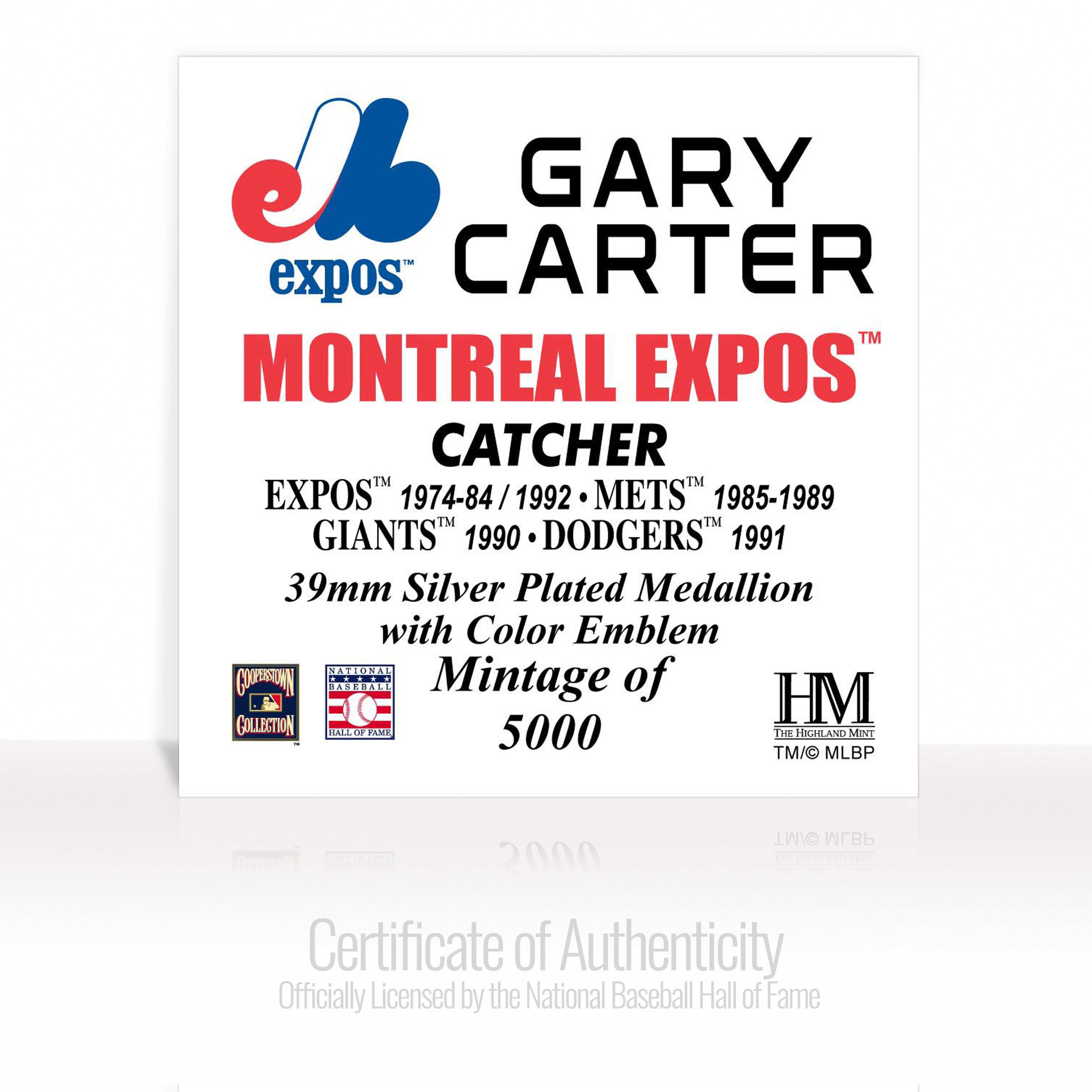Gary Carter Baseball Hall of Fame Silver Color Coin