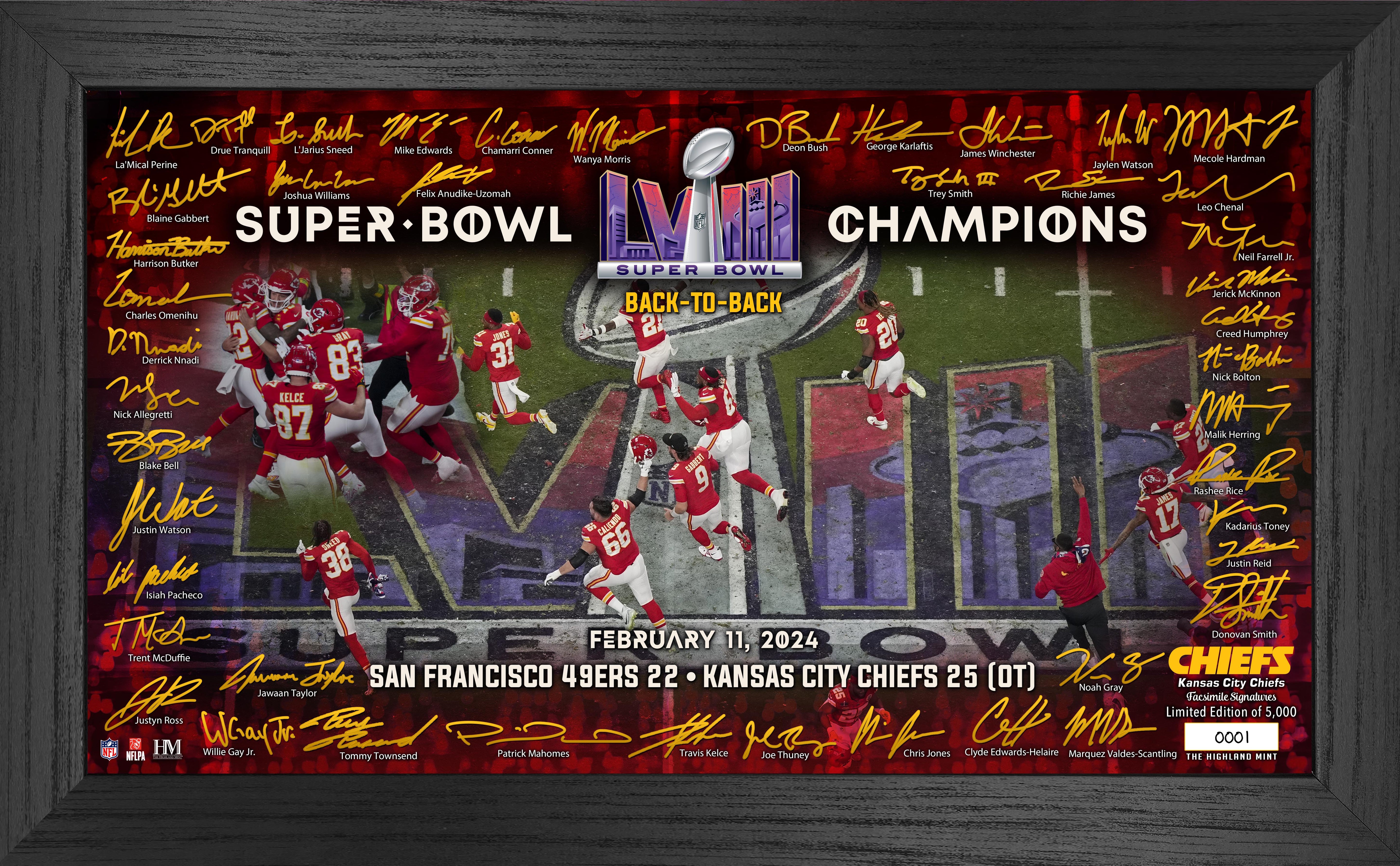 Kansas City Chiefs Super Bowl LVIII Champions Signature Gridiron Frame