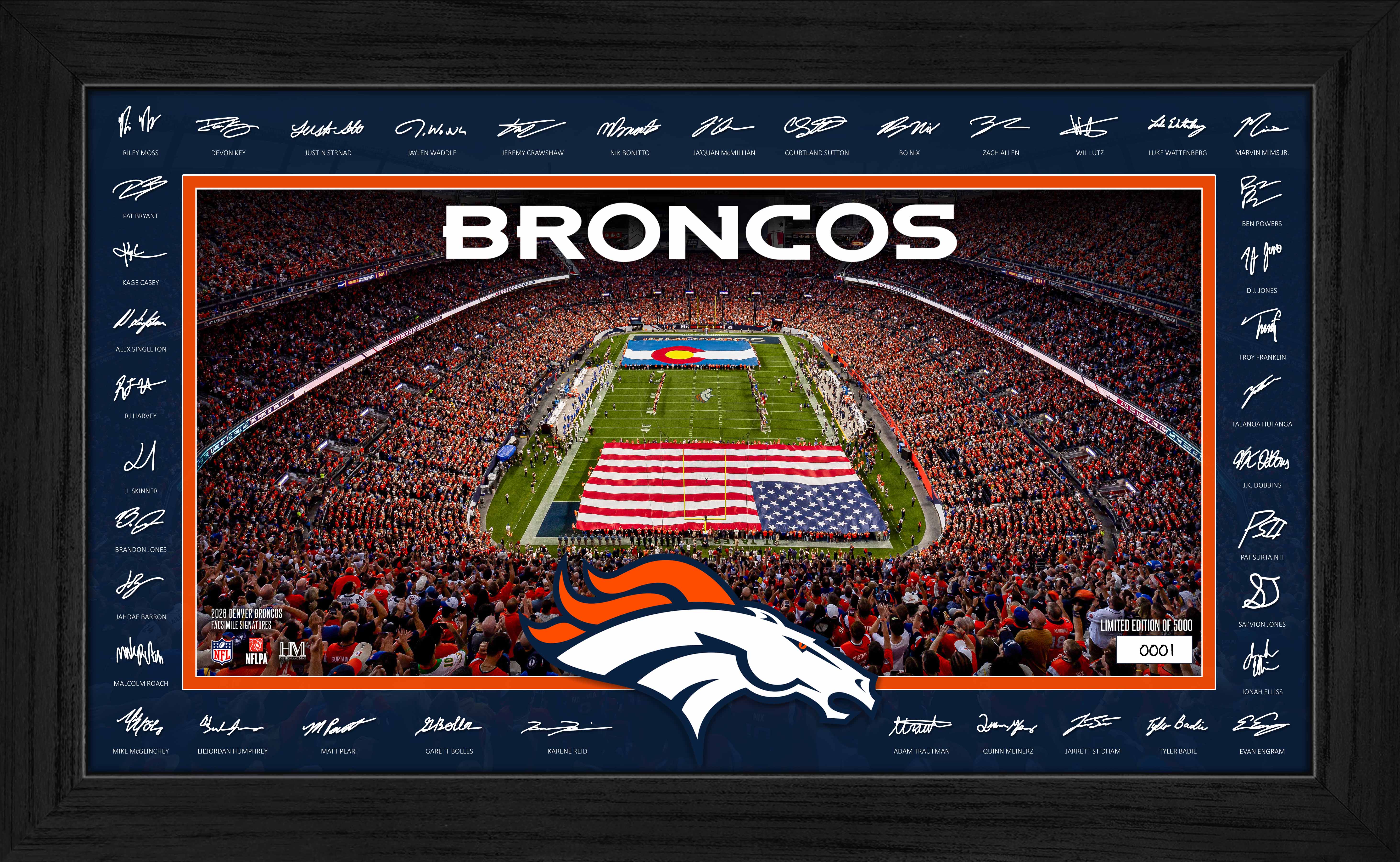 Denver Broncos 2026 Signature Gridiron Frame – The Highland Mint