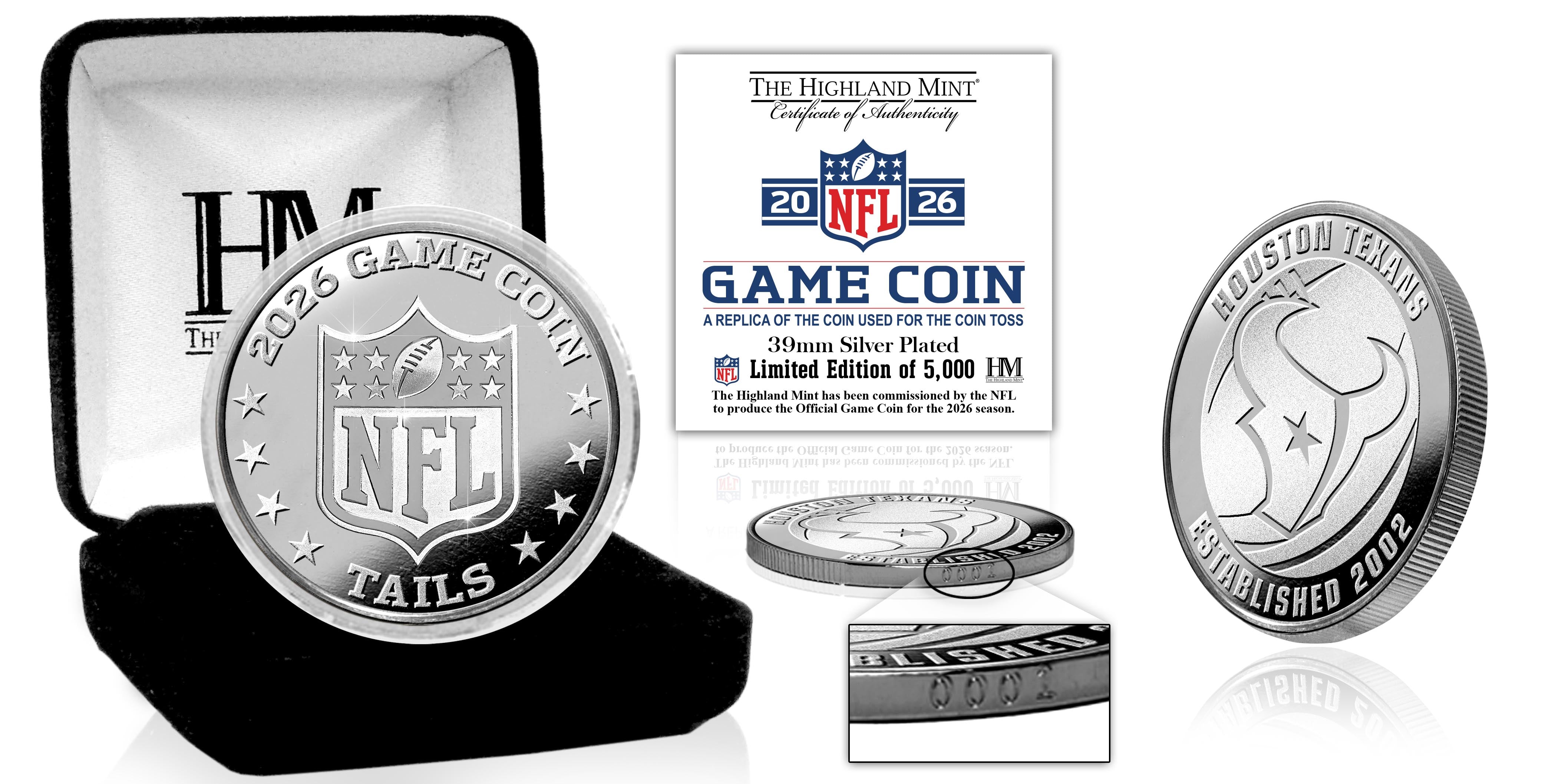 Houston Texans 2026 Silver Plated Game Flip Coin