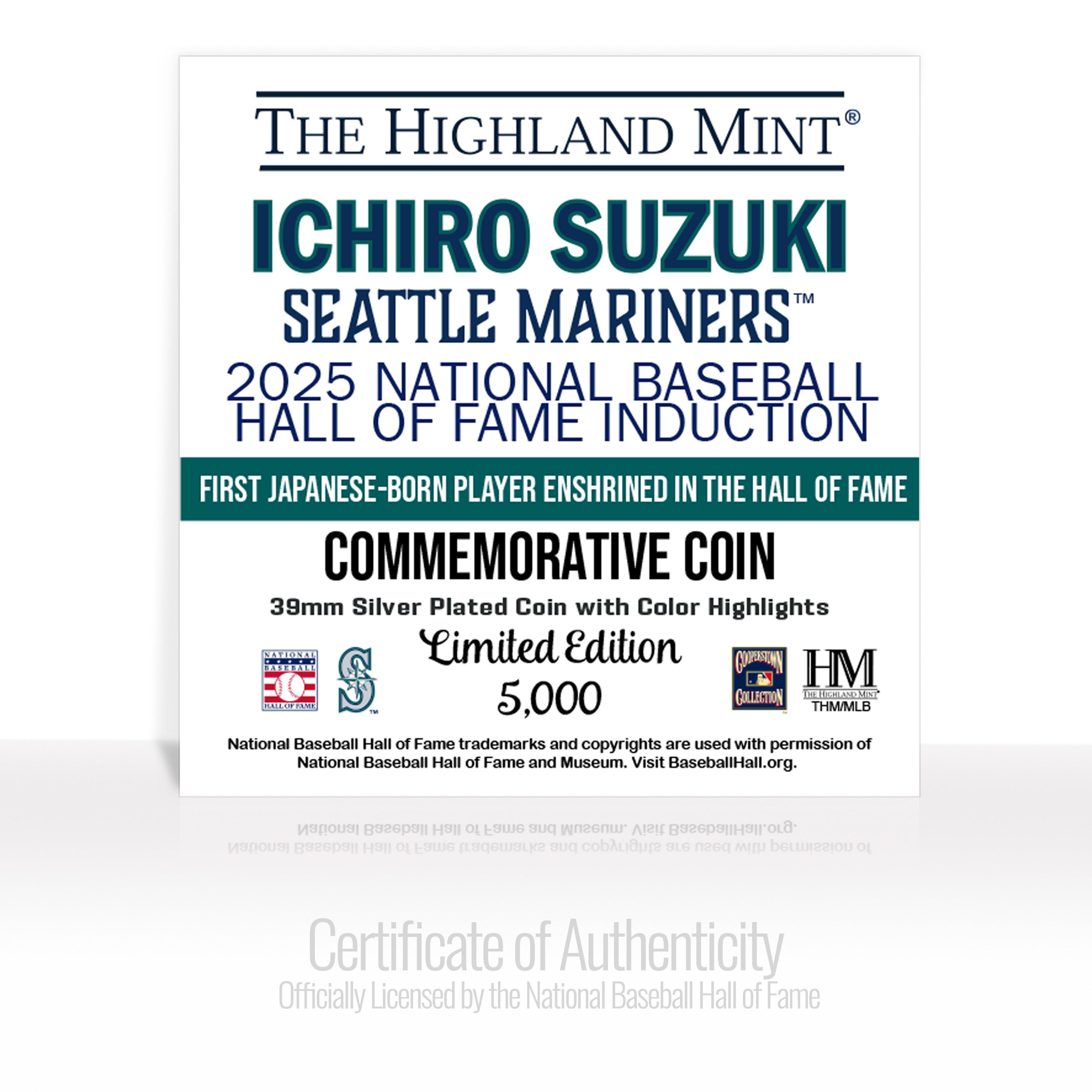 Ichiro Suzuki 2025 HOF Induction Color Silver Coin
