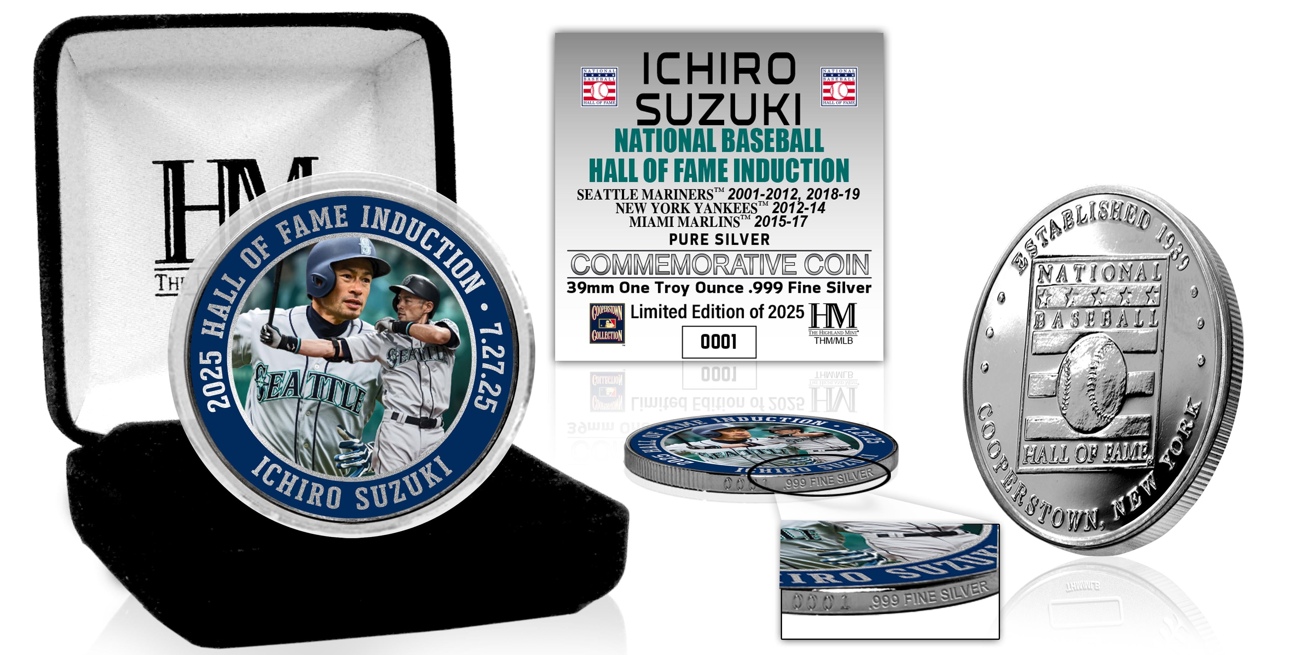 Ichiro Suzuki Hall of Fame Induction 1oz .999 Fine Silver Coin