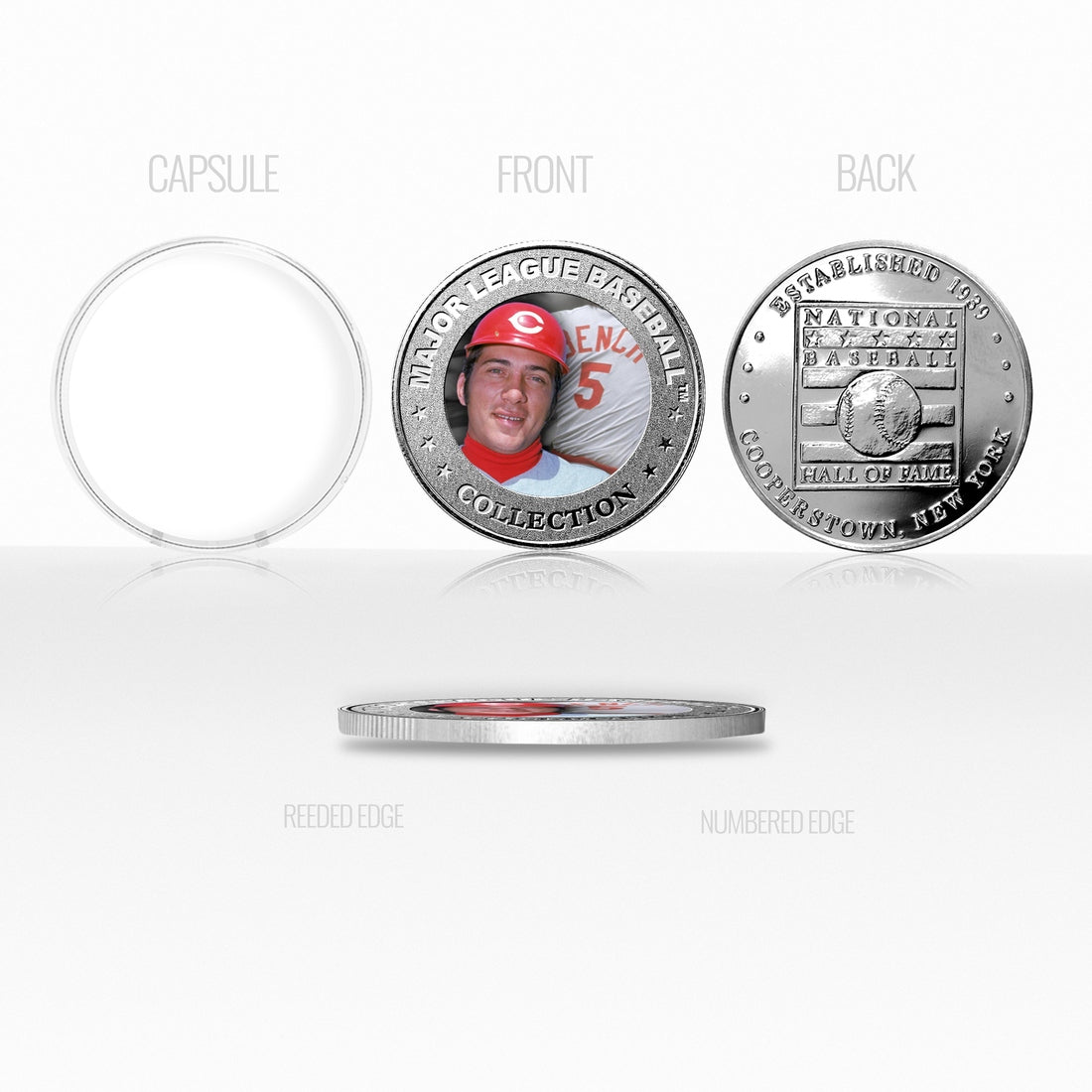 Johnny Bench Baseball Hall of Fame Silver Color Coin