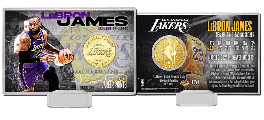 LeBron James 40,000 Career Points Bronze Coin Card - Acrylic