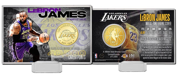 LeBron James 40,000 Career Points Bronze Coin Card - Acrylic
