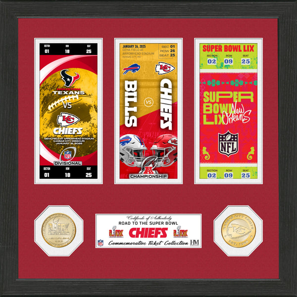 Kansas City Chiefs Road to Super Bowl LIX Ticket and Bronze Coin Photo Mint - Framed