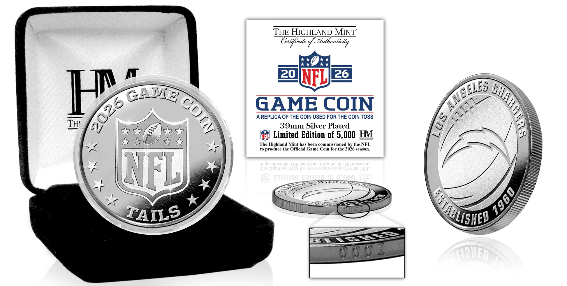 Los Angeles Chargers 2026 Silver Plated Game Flip Coin