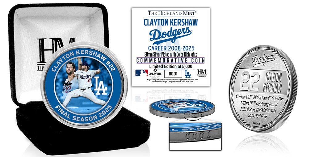 Clayton Kershaw Los Angeles Dodgers Retirement Silver Color Coin