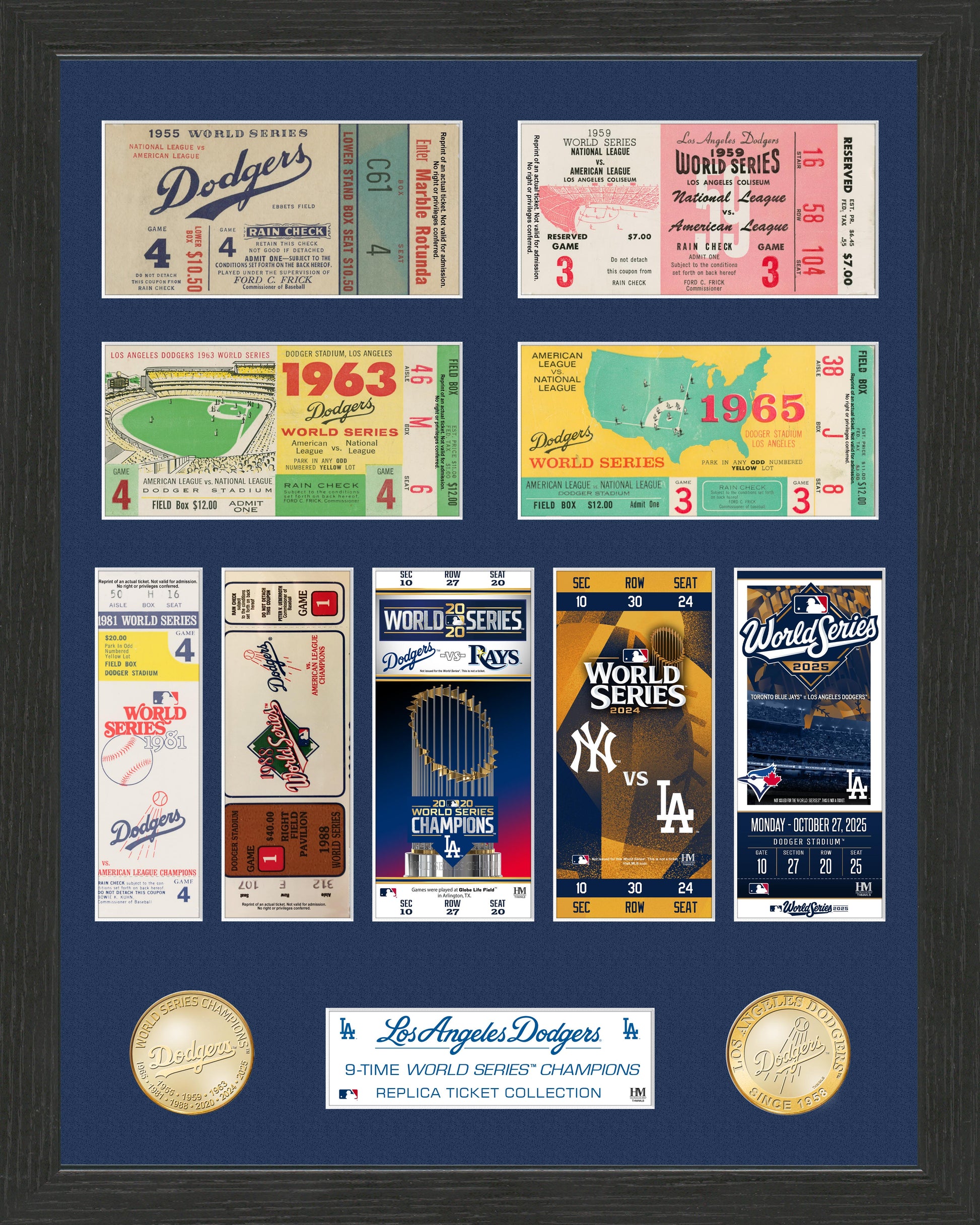 Los Angeles Dodgers 9x World Series Champions Bronze Coin Ticket Photo Mint