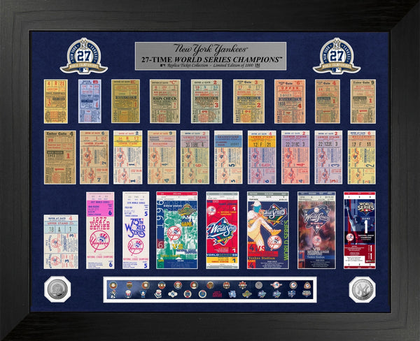 New York Yankees World Series Deluxe Silver Coin & Ticket Collection - Framed