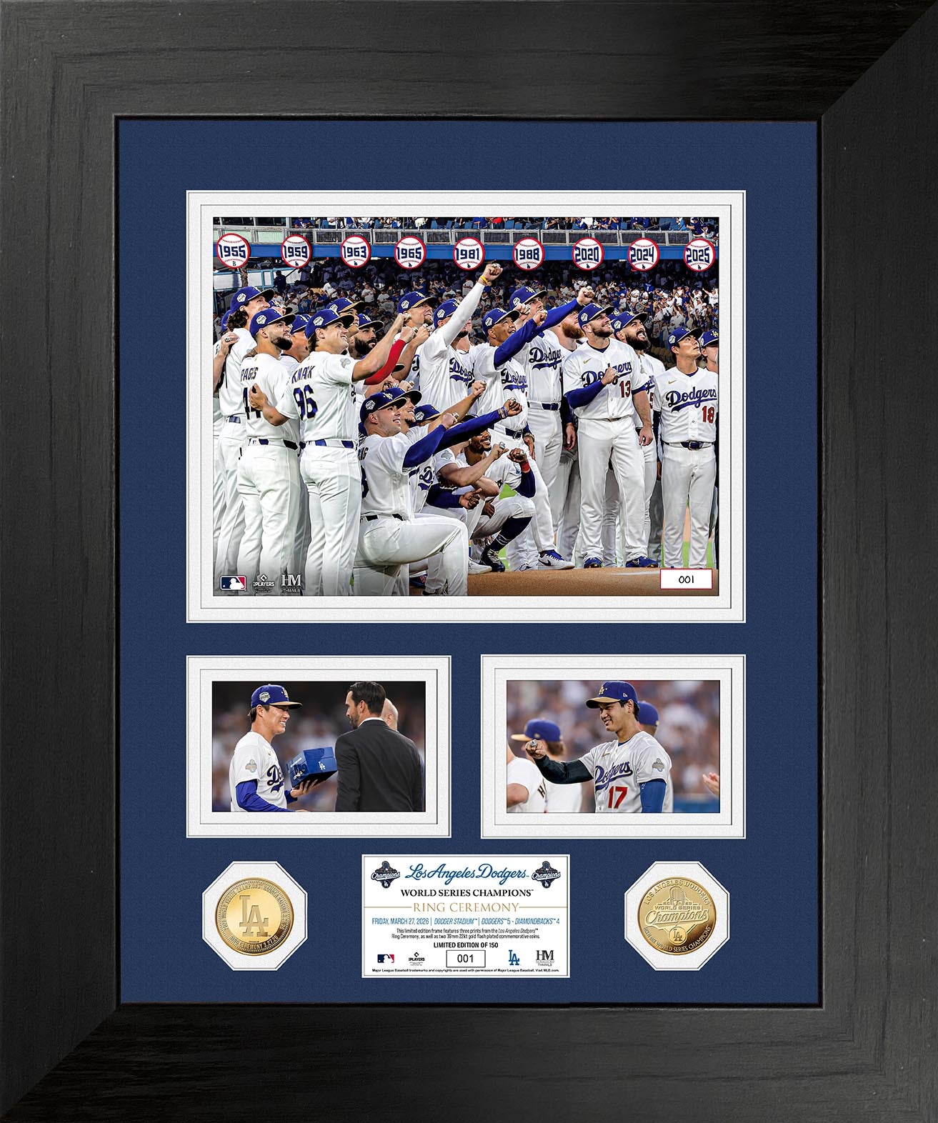 Los Angeles Dodgers 2025 World Series Champions Ring Ceremony Marquee Gold Coin Photo Mint