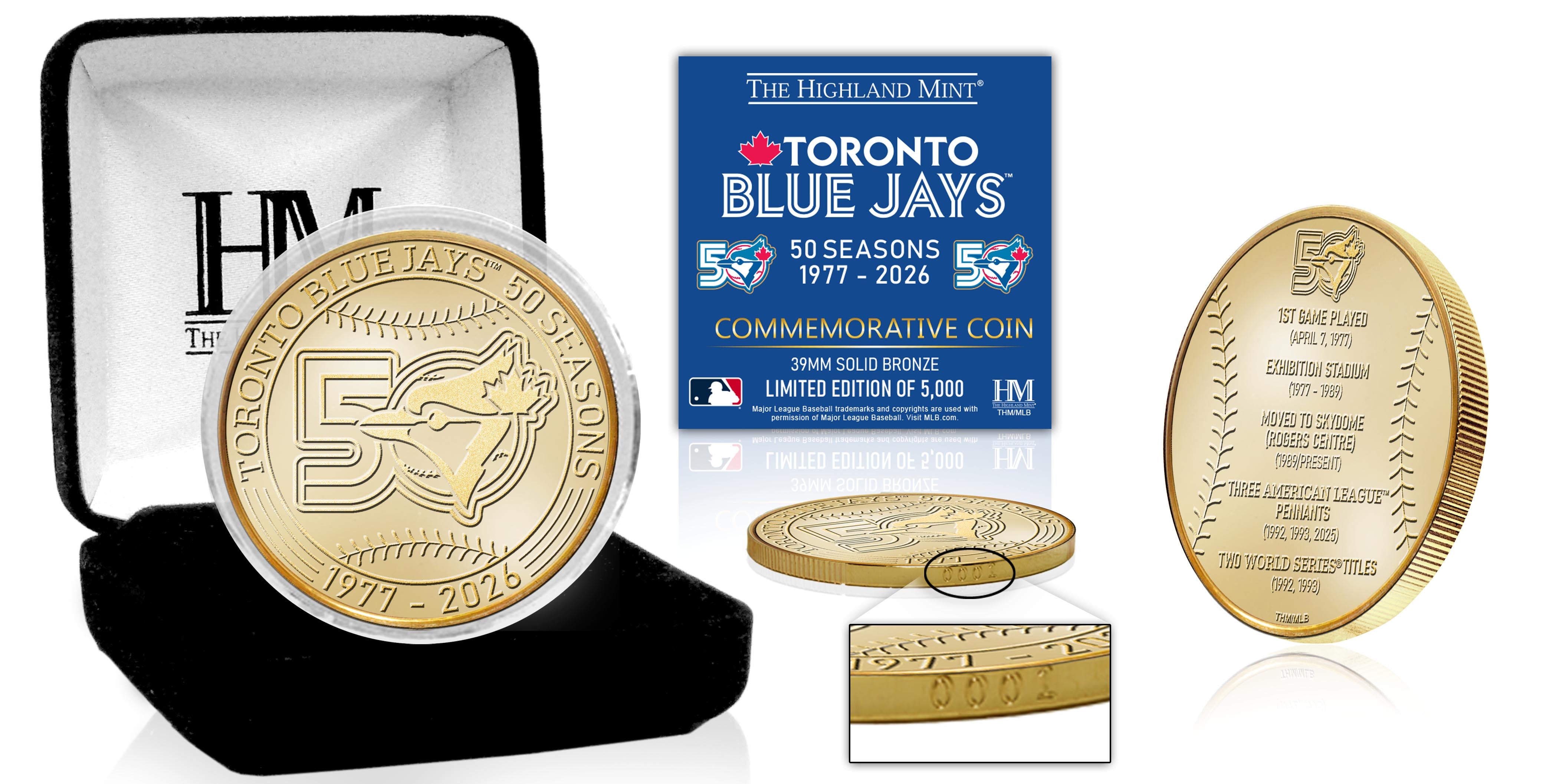 Toronto Blue Jays 50th Season Bullion Bronze Coin