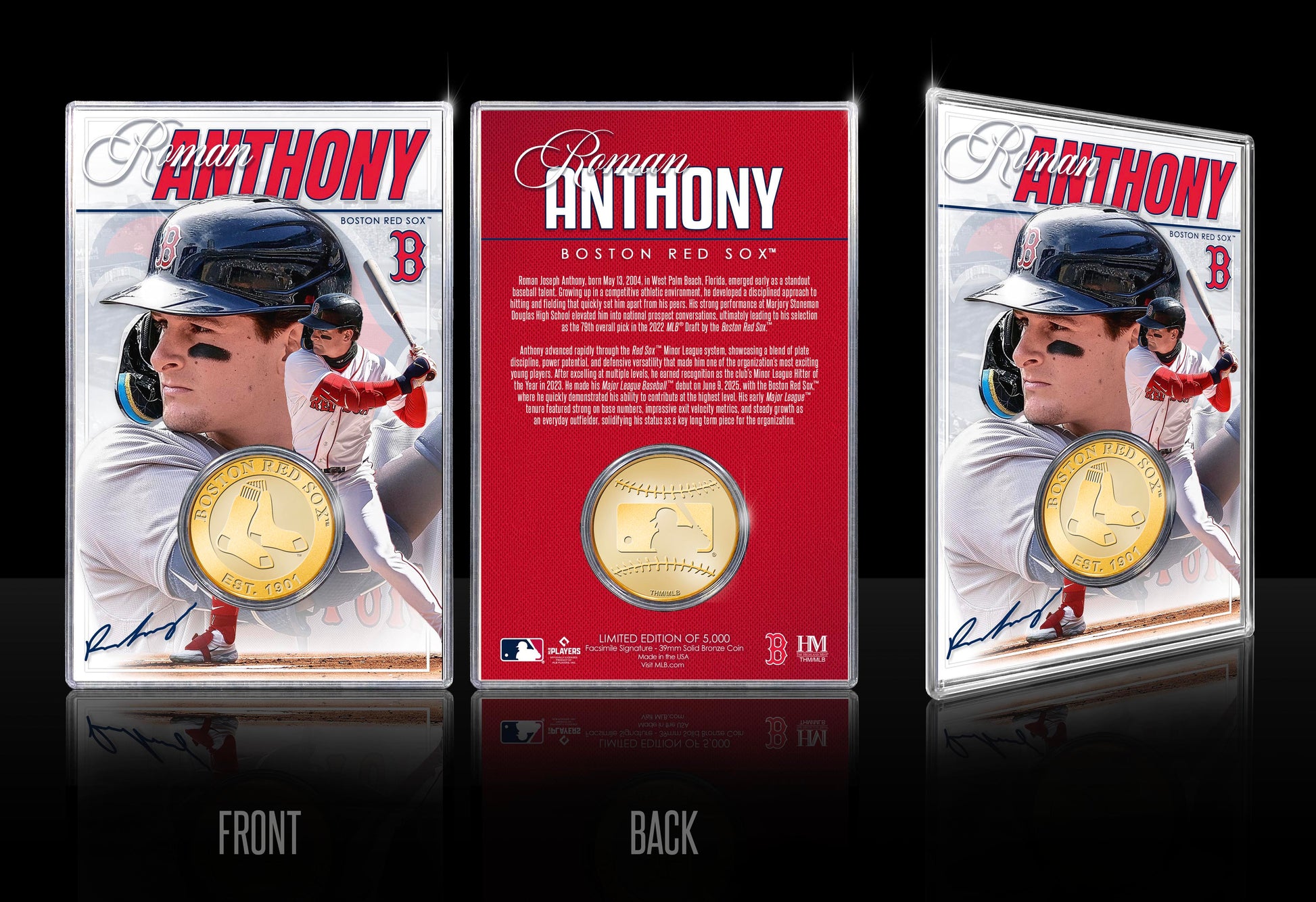 Roman Anthony Boston Red Sox Bronze Acrylic Coin Card