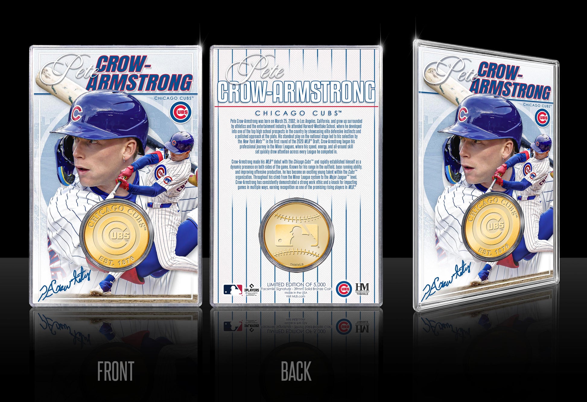 Pete Crow-Armstrong Chicago Cubs Bronze Acrylic Coin Card