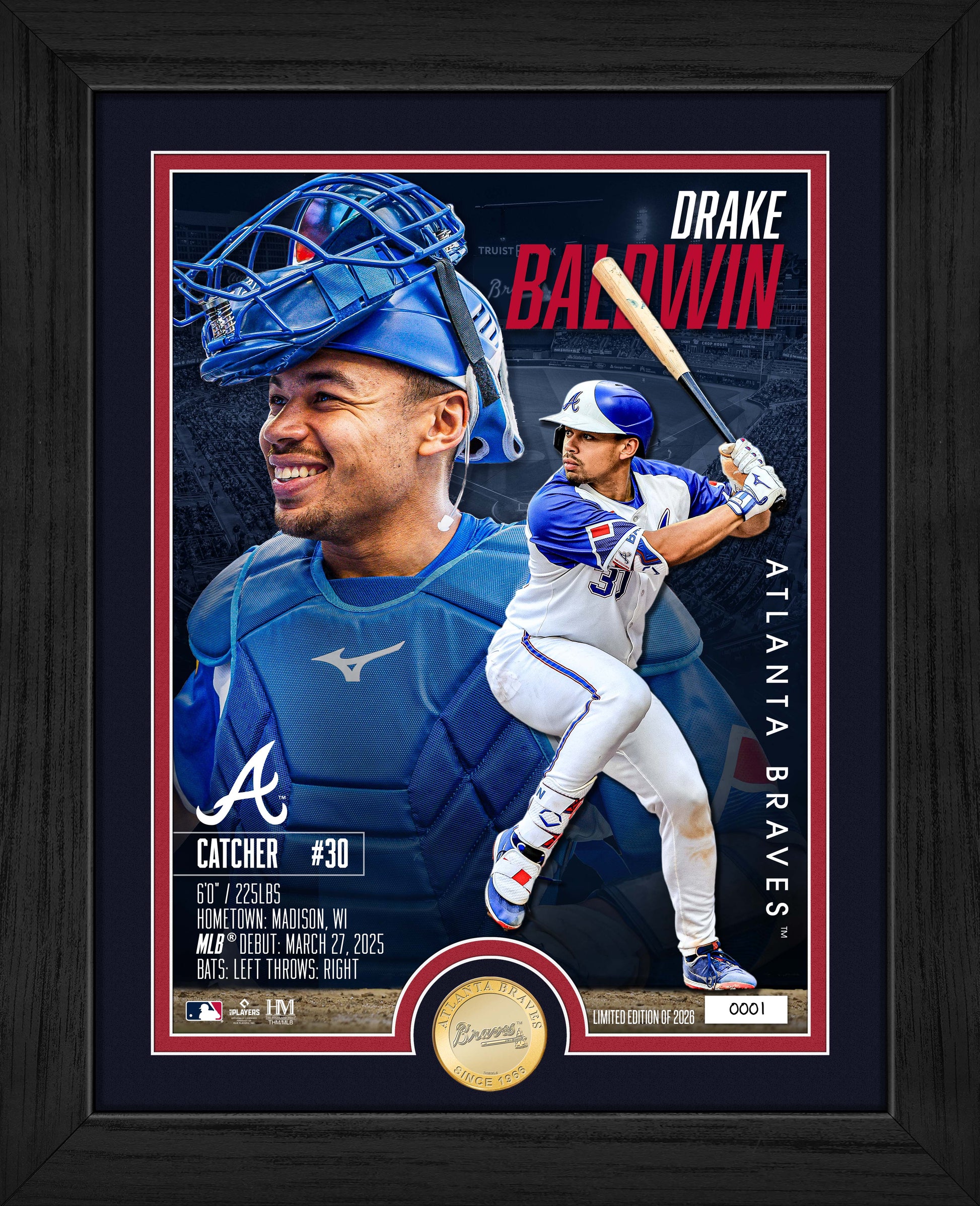 Drake Baldwin Atlanta Braves Bronze Coin Photo Mint