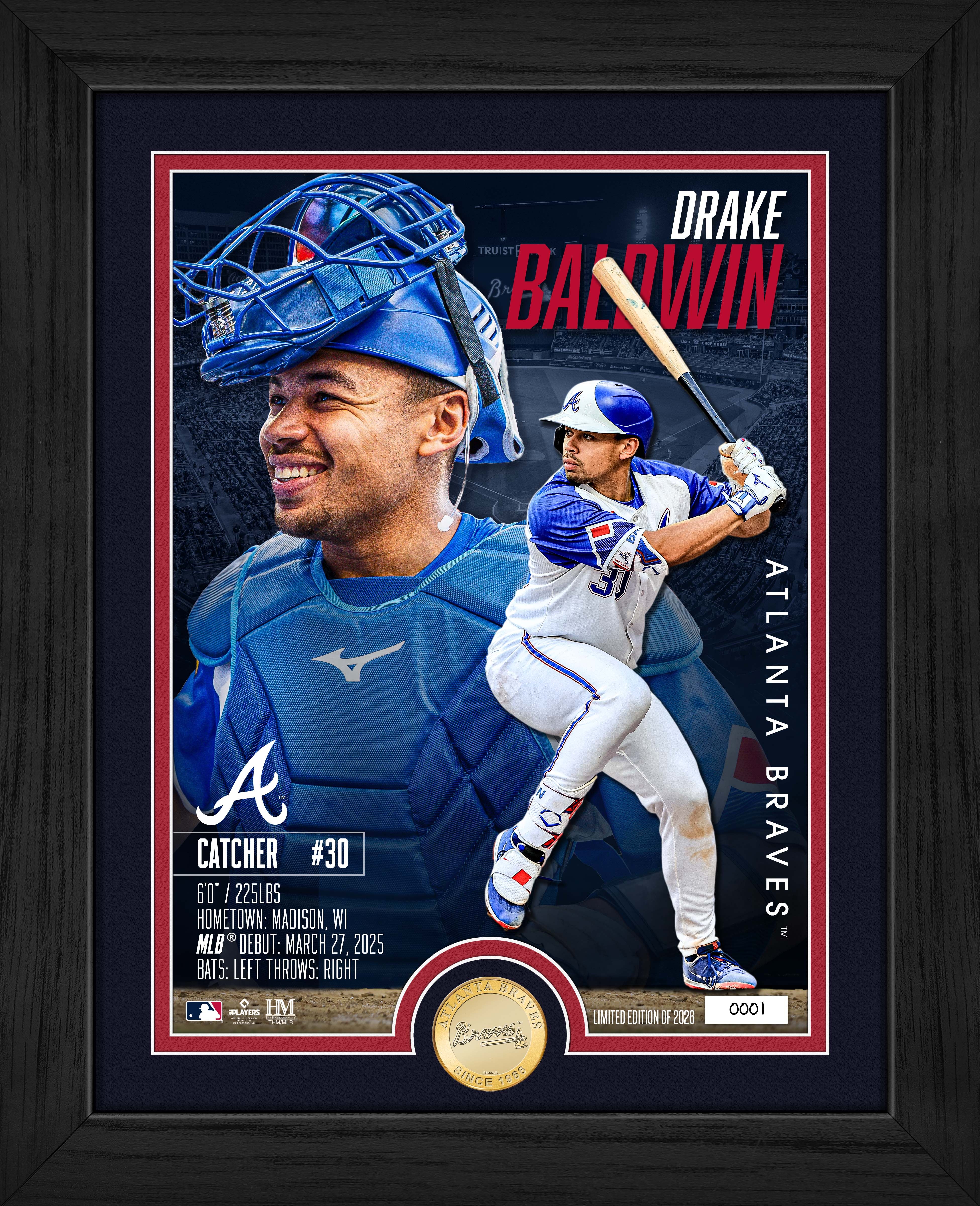 Drake Baldwin Atlanta Braves Bronze Coin Photo Mint