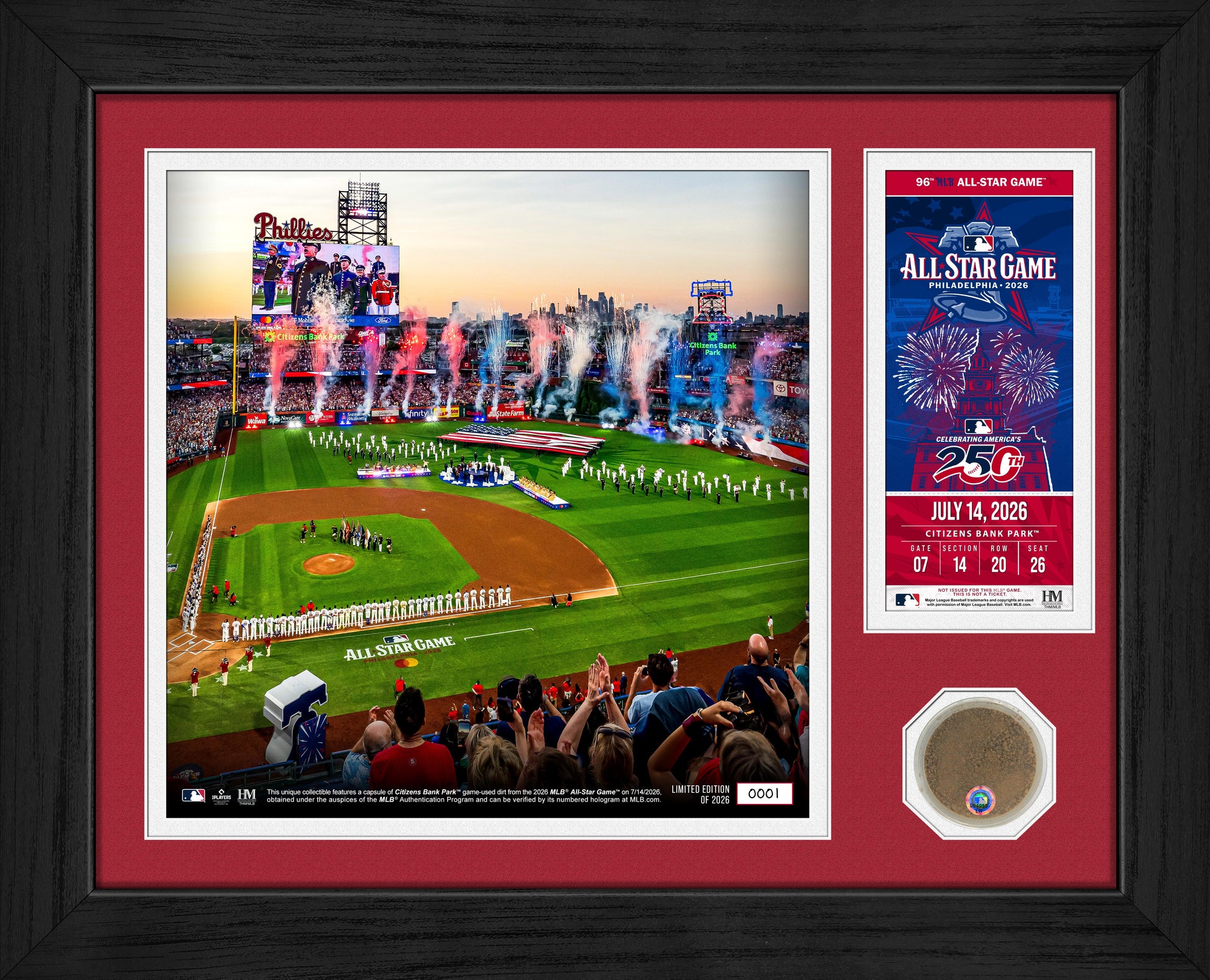 2026 MLB All Star Game Ceremony Game-Used Dirt & Ticket Photo Mint